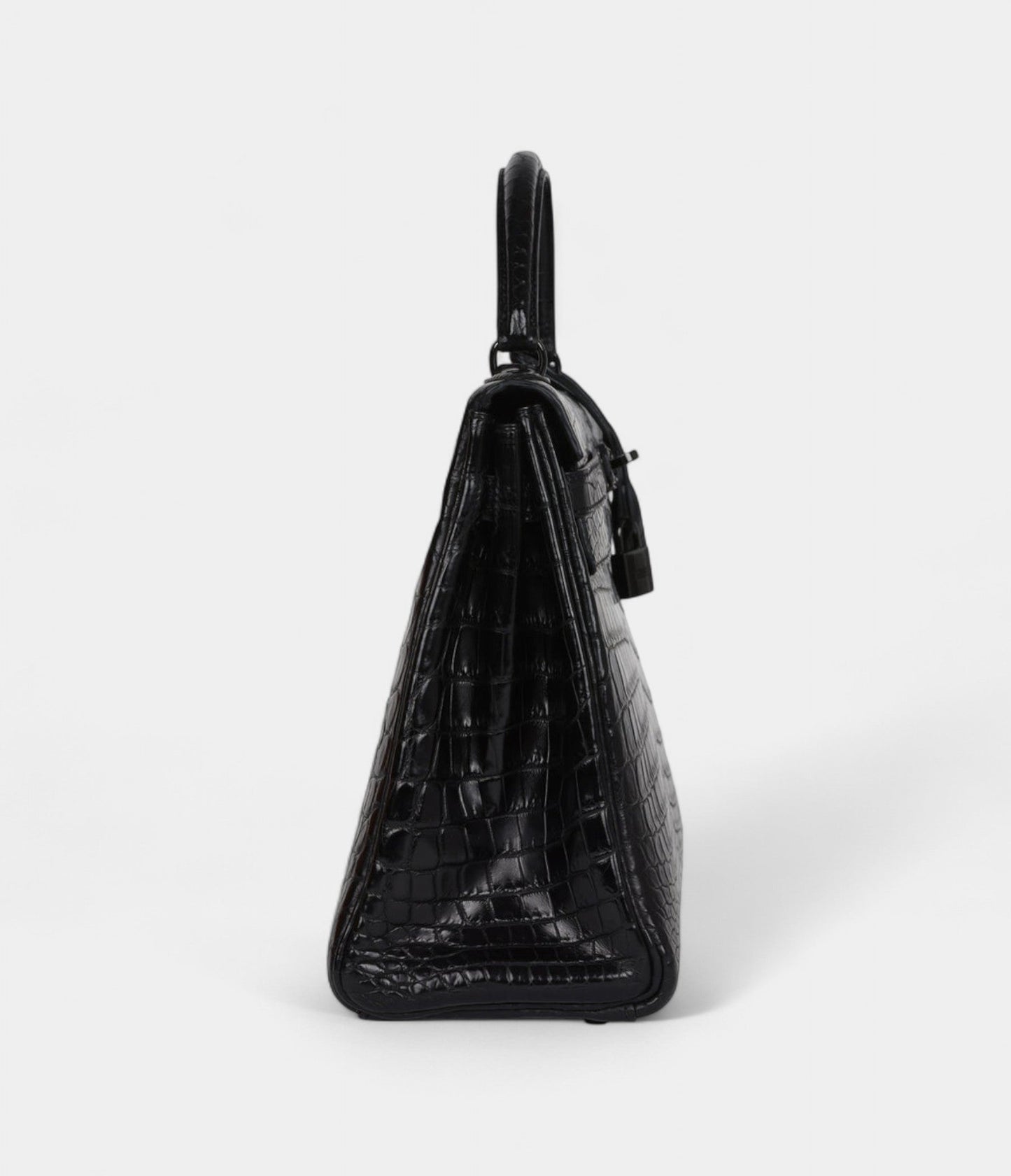 Hermes Kelly 32 Black Matte Niloticus Crocodile Black Hardware
