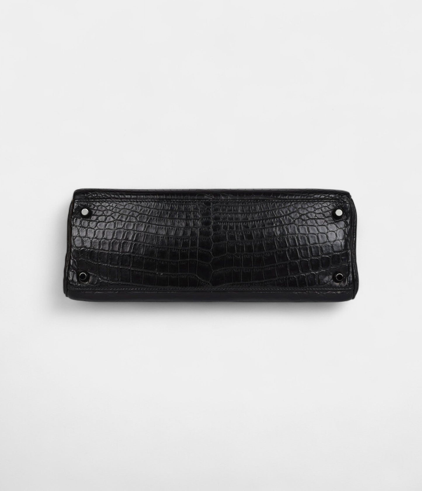 Hermes Kelly 32 Black Matte Niloticus Crocodile Black Hardware