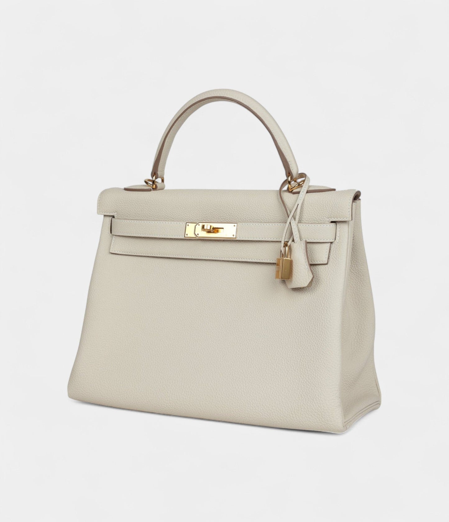 Hermes Kelly 32 Craie Togo Gold Hardware