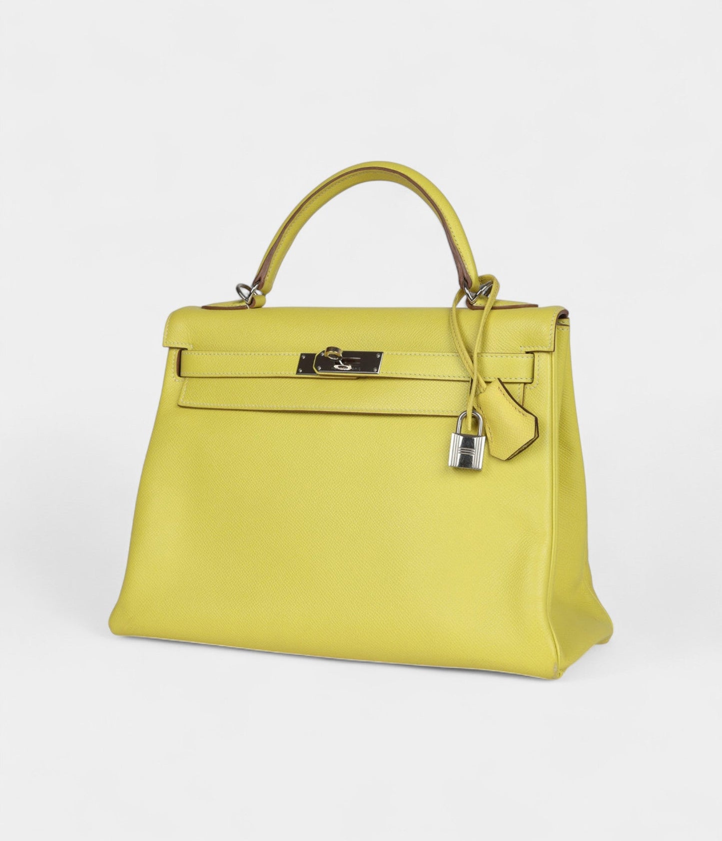 Hermes Kelly 32 Lime Candy Epsom Palladium Hardware