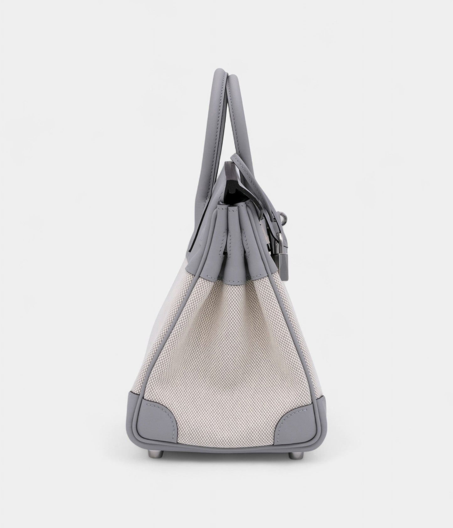 Hermes Limited Edition Glacier Blue Swift and Ecru Canvas Birkin 25 Palladium Hardware