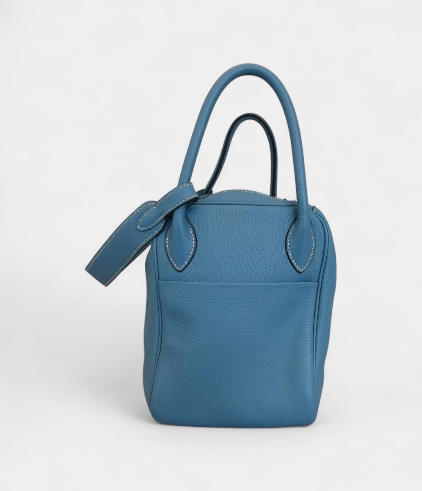 Hermes Lindy 30 Taurillon Clemence Shoulder Bag Blue Jean