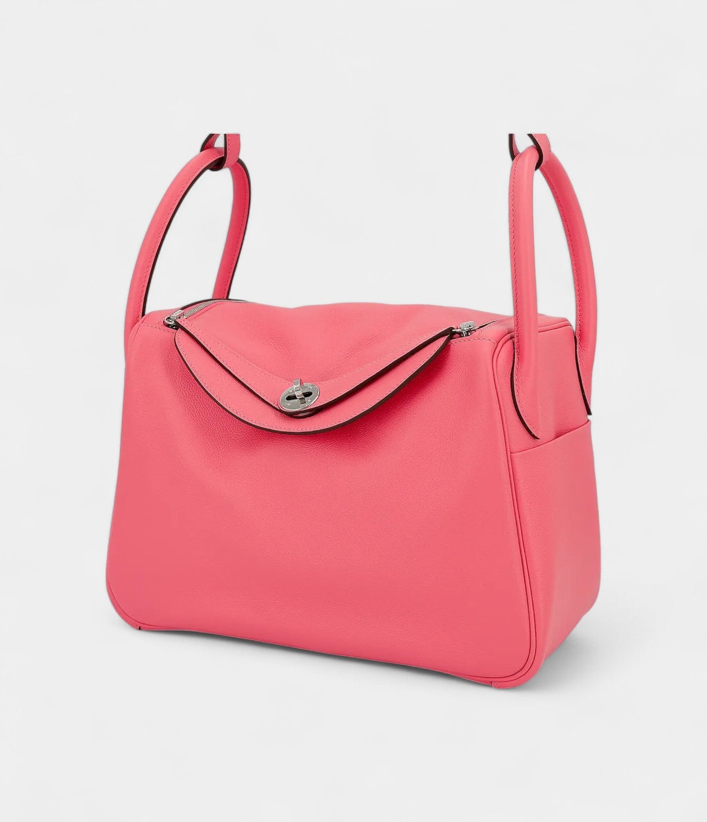 Hermes Lindy 30 shoulder bag in Rose Azalee Evercolor leather with Palladium hardware