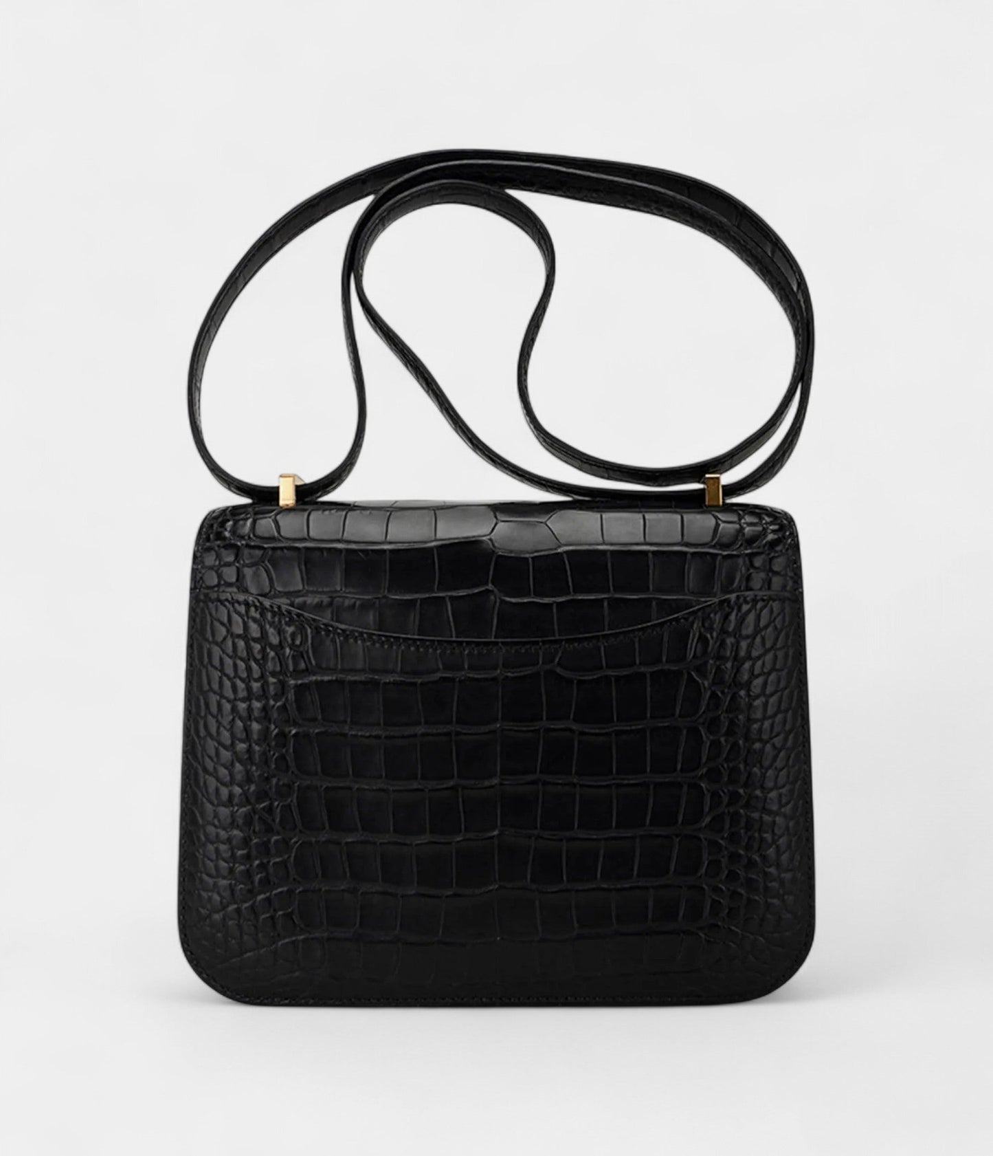 Hermes Mini Constance 18 Bag Black Matte Alligator with Gold Hardware and Mirror