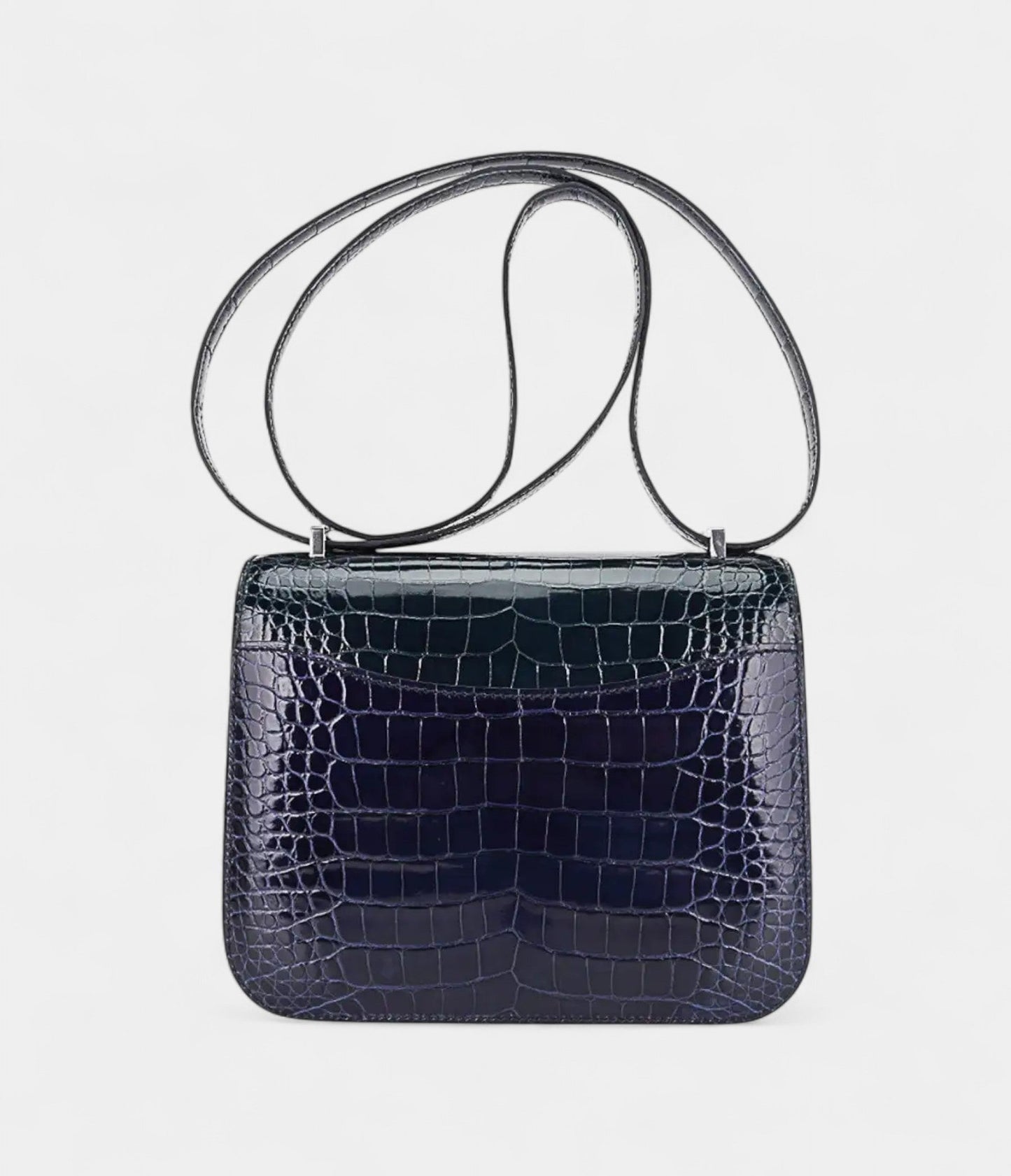 Hermes Mini Constance 18 Bag Tri-Color Blue Sapphire, Vert Rousseau, & Black Alligator with Palladium Hardware