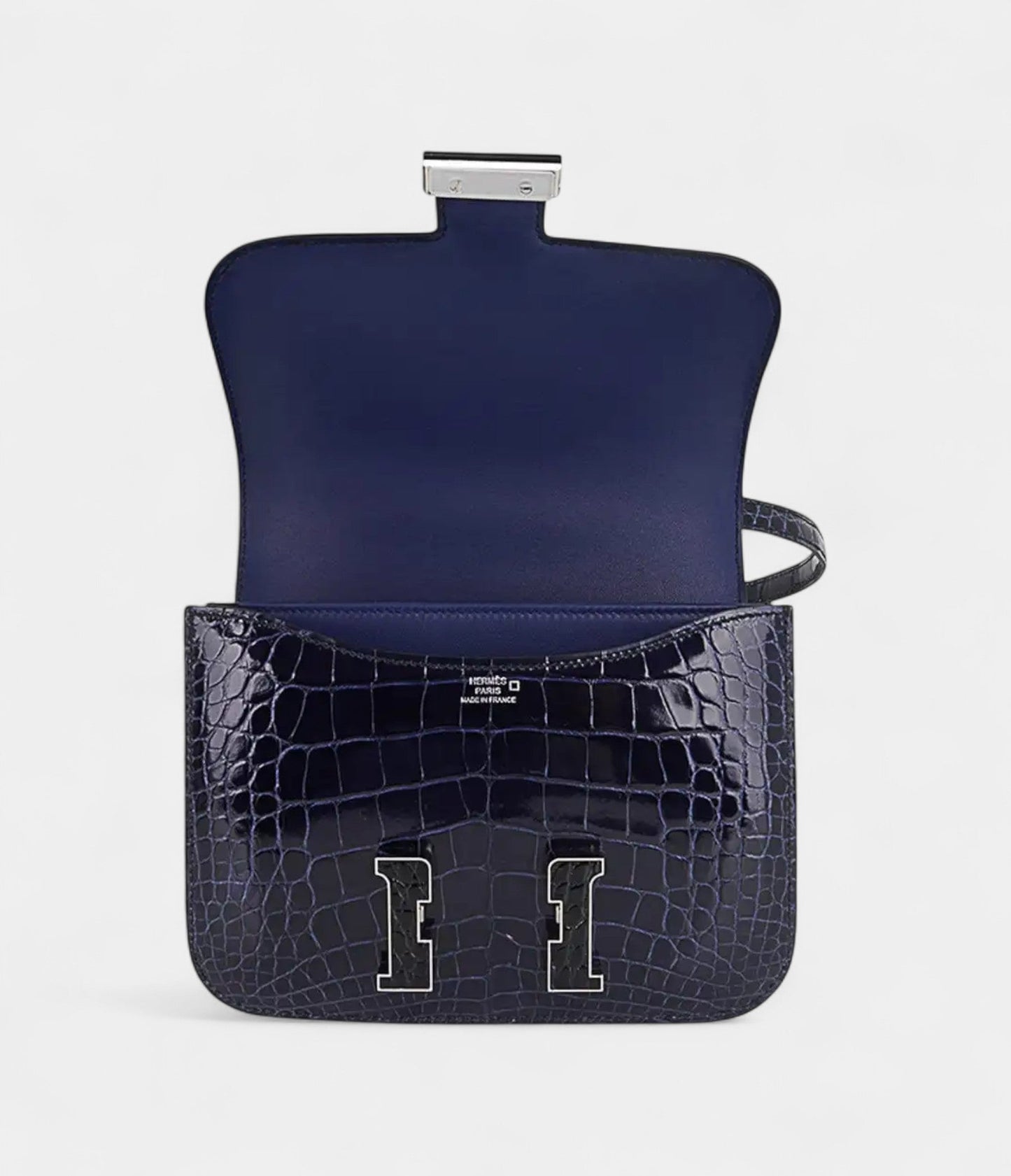 Hermes Mini Constance 18 Bag Tri-Color Blue Sapphire, Vert Rousseau, & Black Alligator with Palladium Hardware