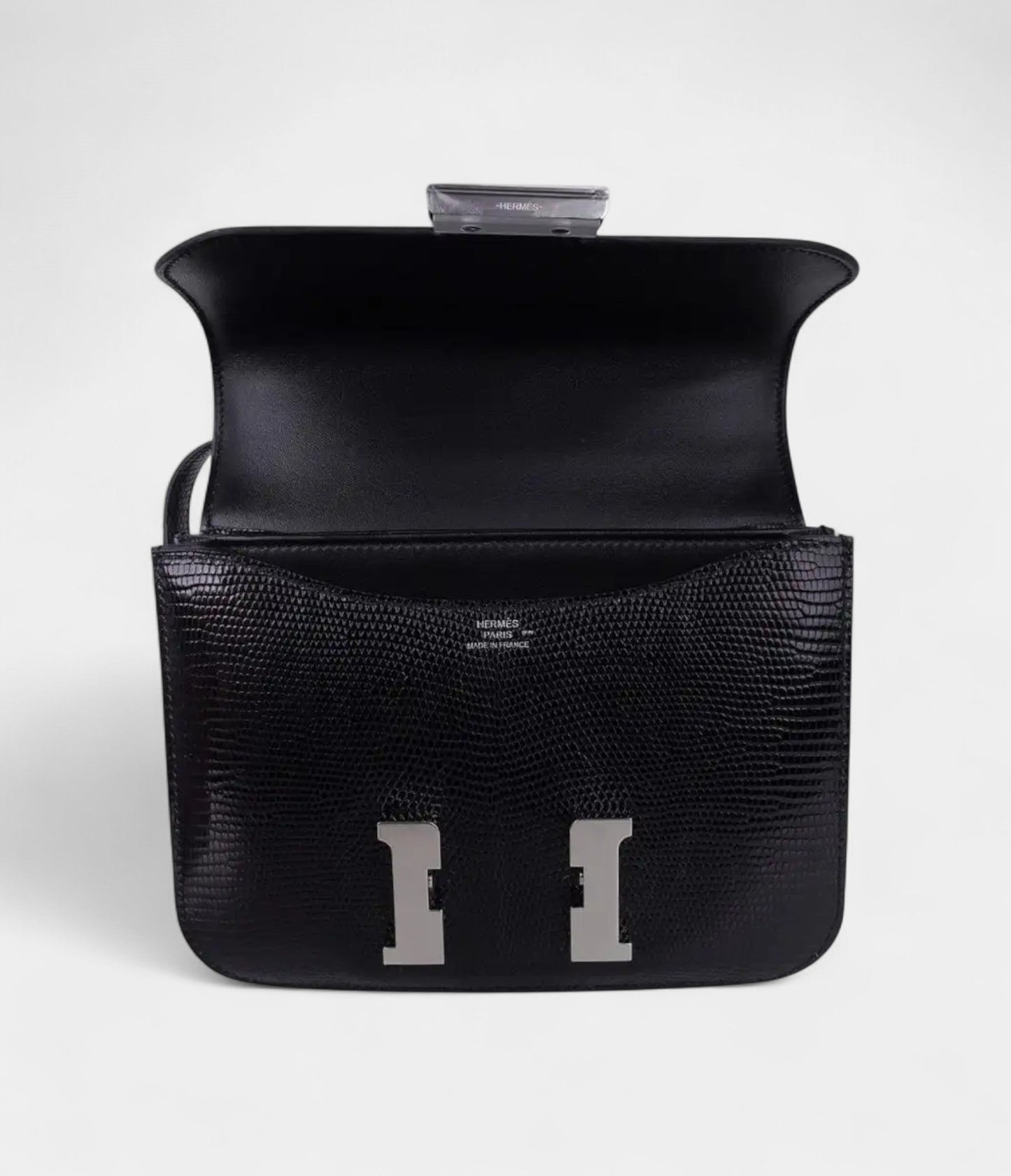 Hermes Mini Constance Bag 18 Black Lizard with Palladium Hardware