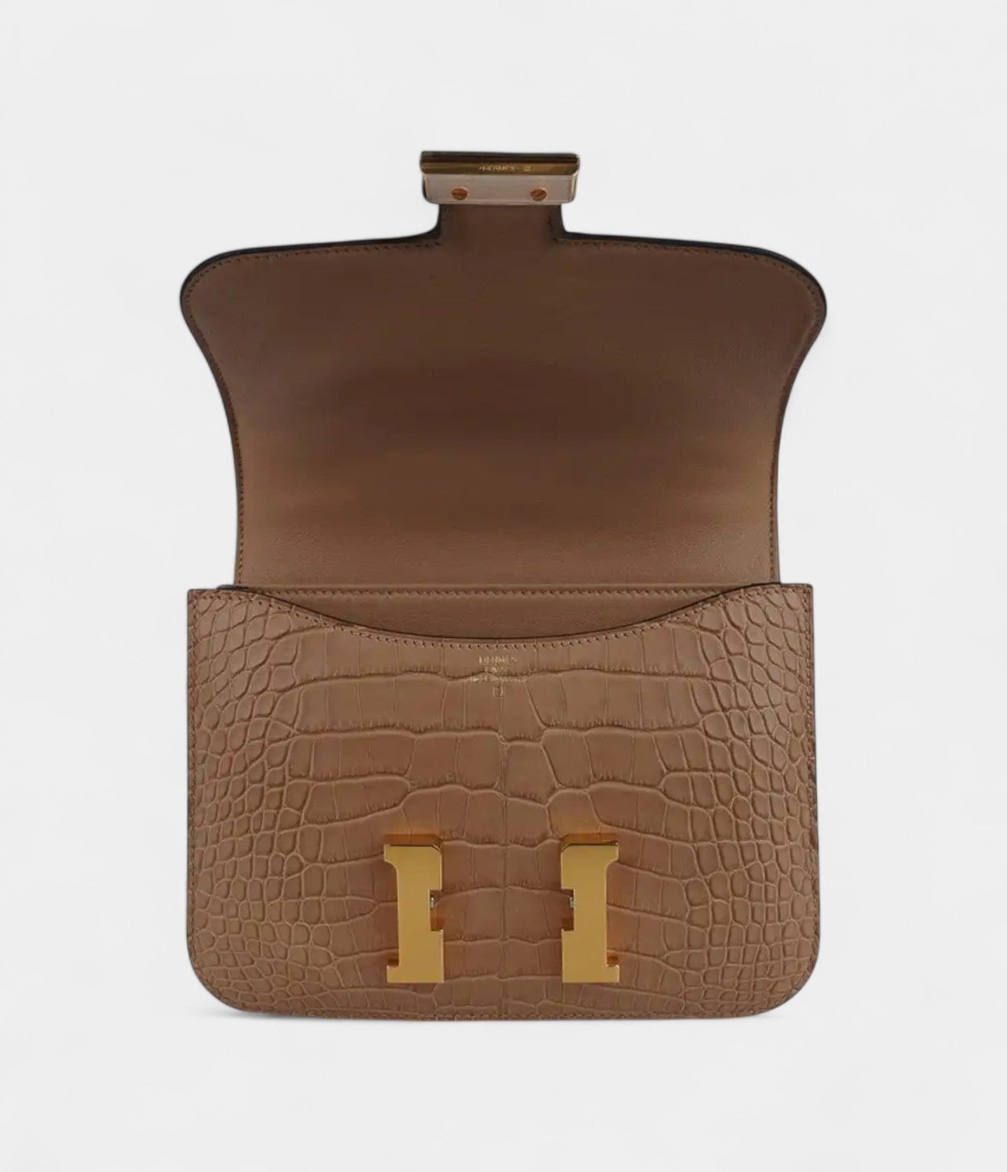 Hermes Mini Constance Bag 18 Chai Matte Alligator with Gold Hardware