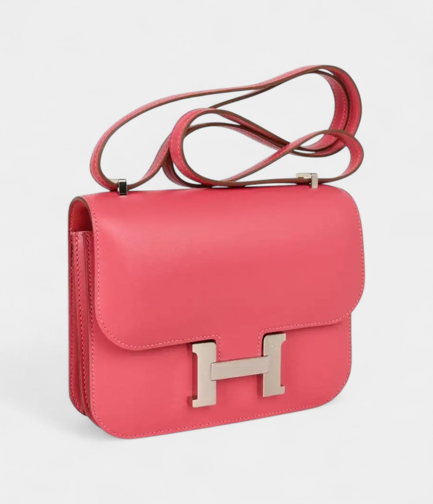 Hermes Mini III Constance 18 Bag Rose Lipstick Pink Veau Tadelakt Leather with Palladium Hardware