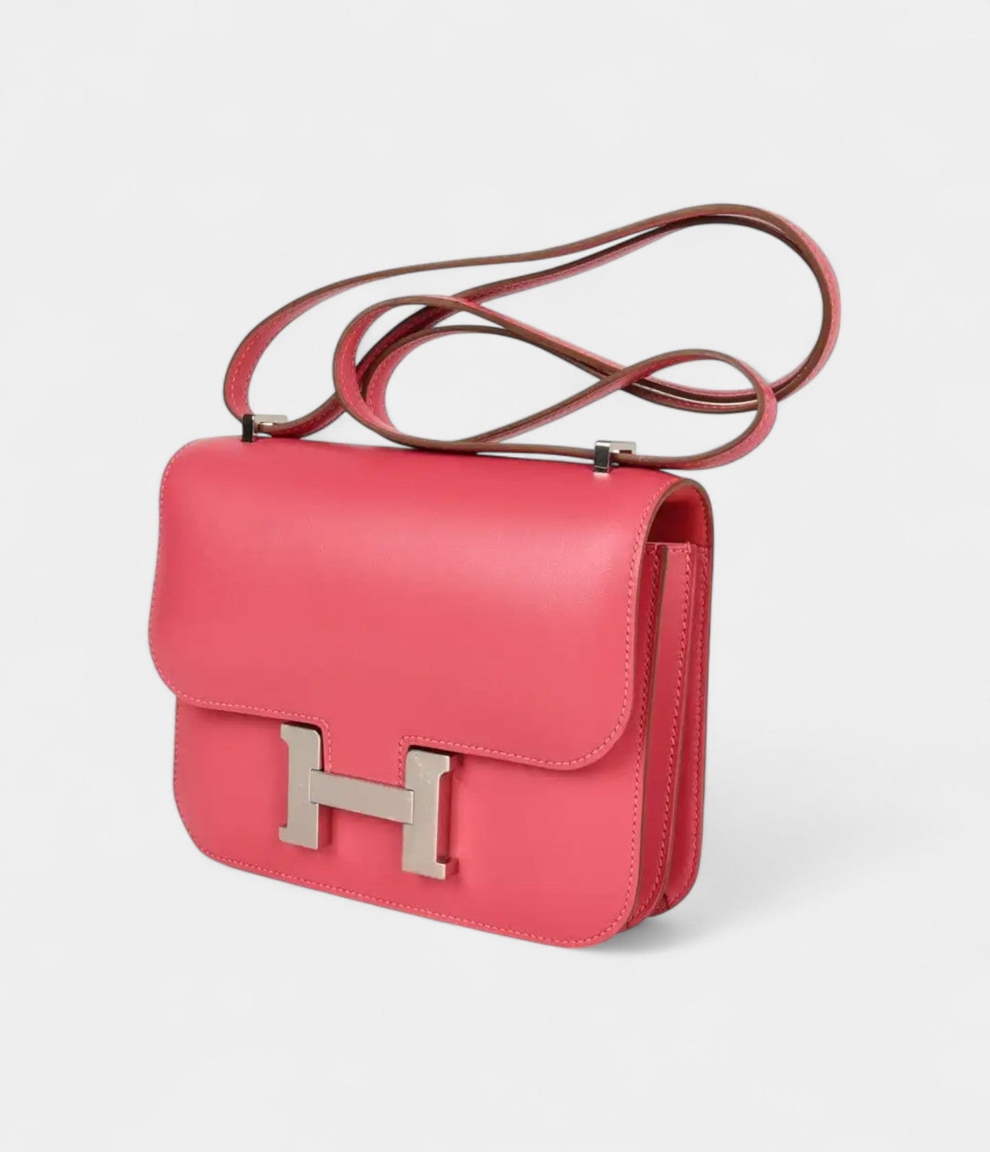 Hermes Mini III Constance 18 Bag Rose Lipstick Pink Veau Tadelakt Leather with Palladium Hardware