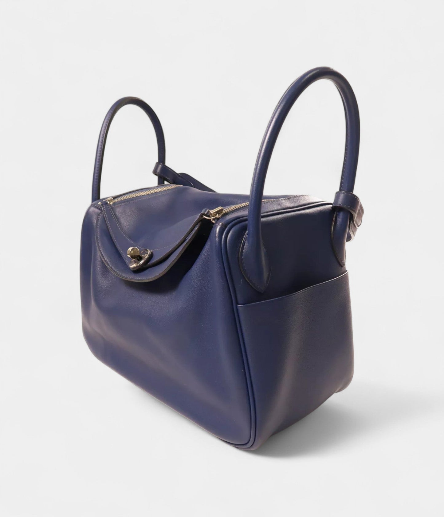 Hermes Phw Lindy 30 2way Shoulder Hand Bag Vaux Swift Leather Blue Indigo
