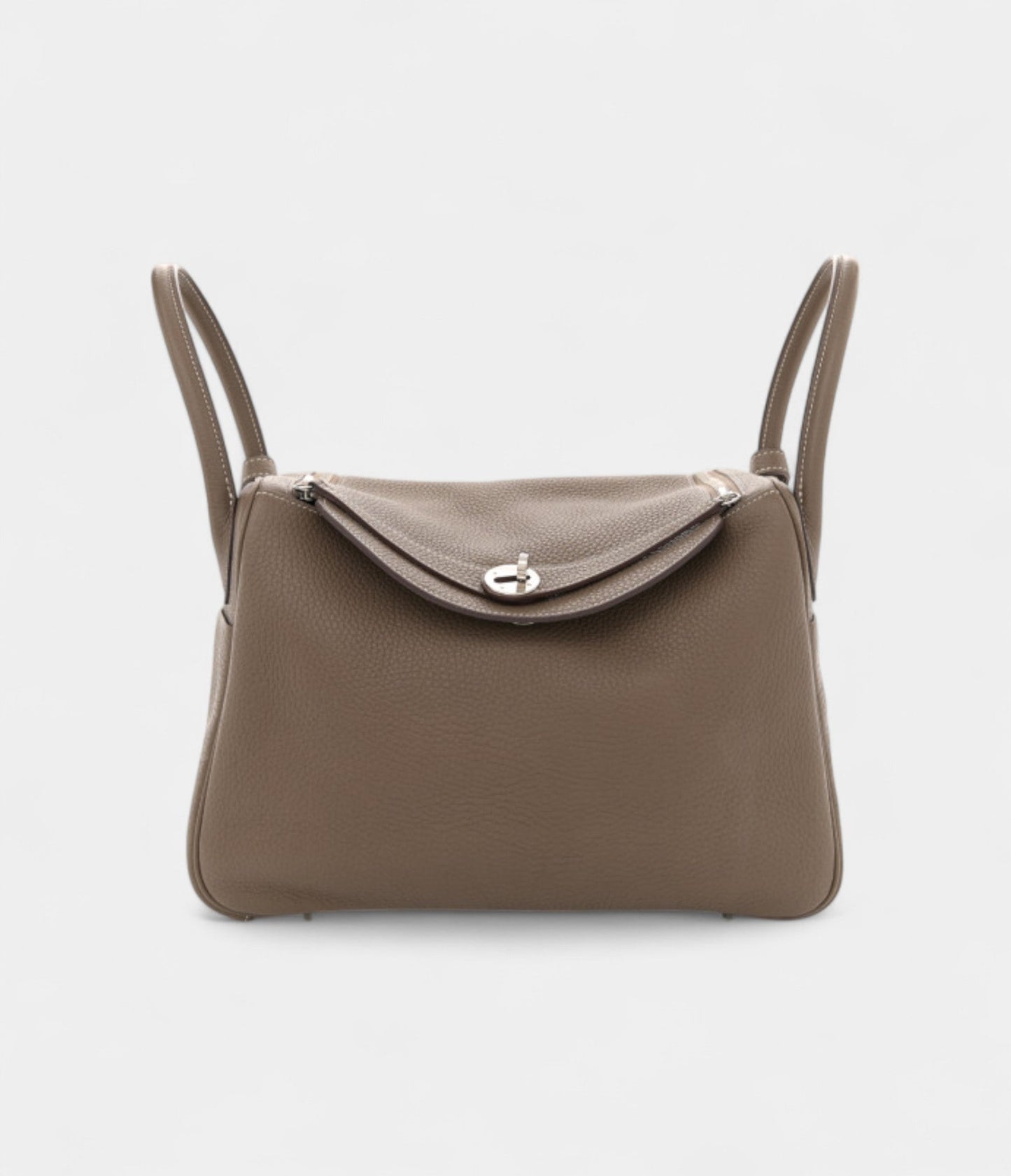 Hermes Taurillon Clemence Lindy 30 Etoupe Bag