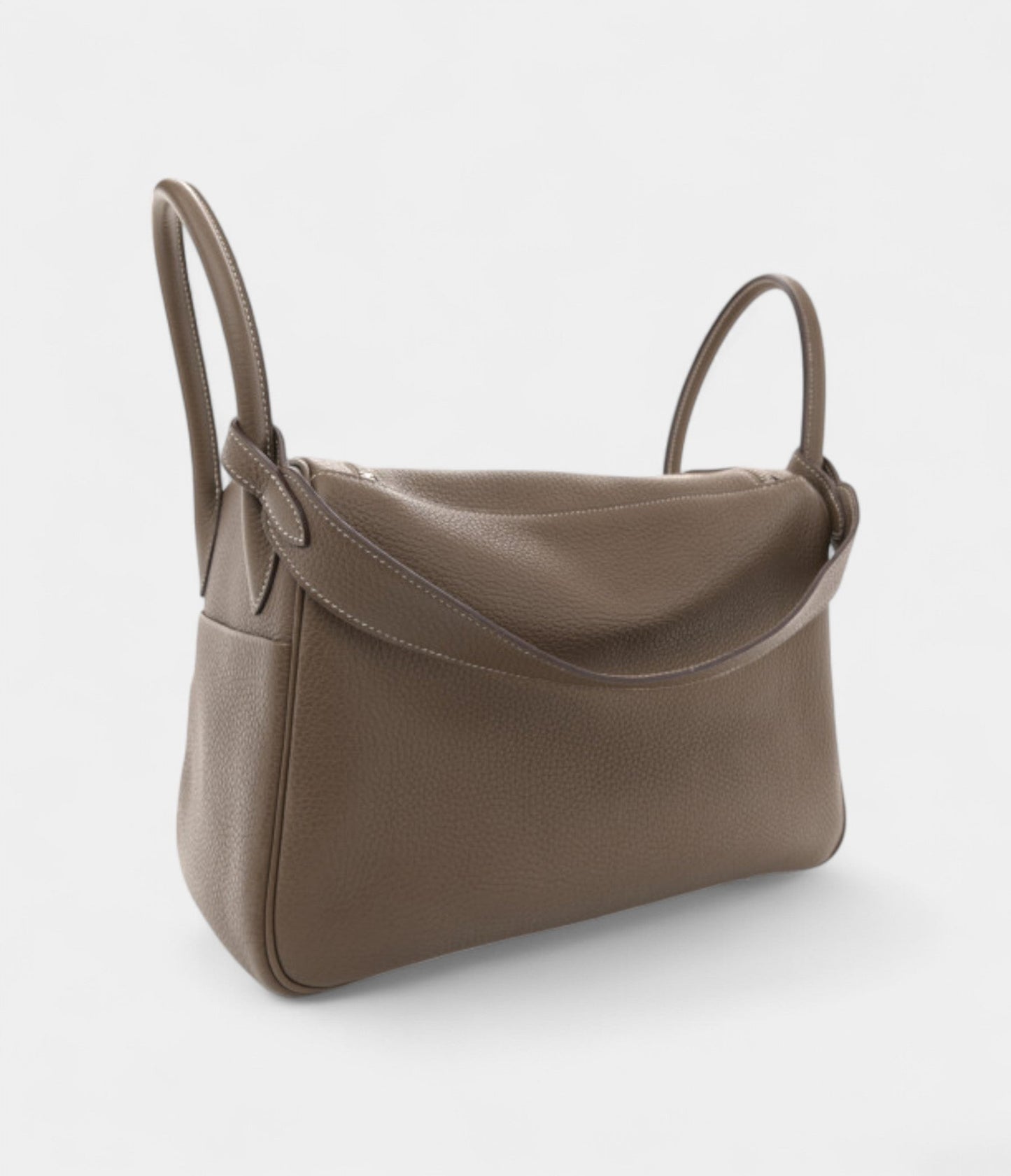 Hermes Taurillon Clemence Lindy 30 Etoupe Bag