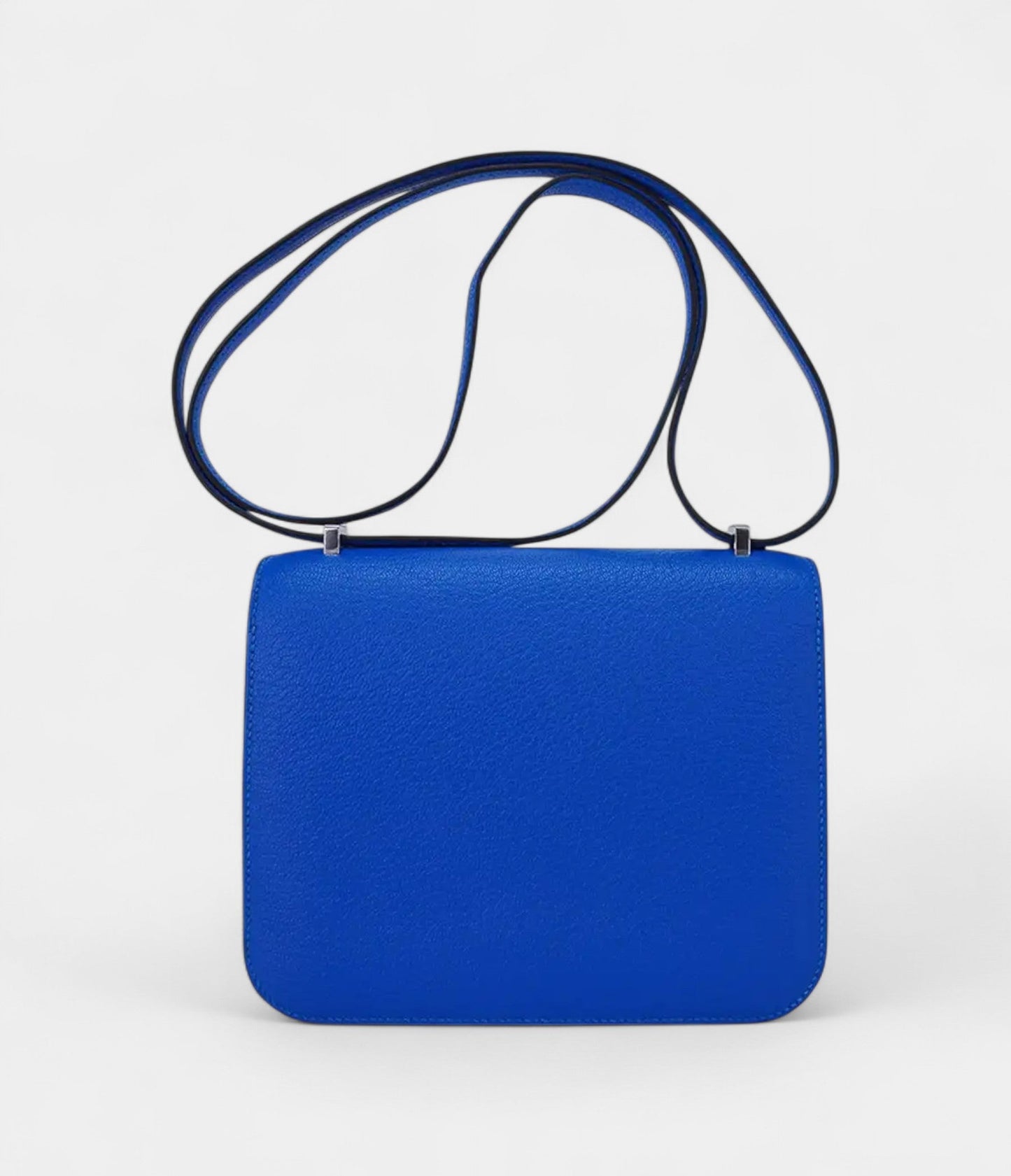 Hermes Verso Mini Constance 18 Bag Bleu Hydra and Deep Bleu Chevre Leather with Palladium Hardware