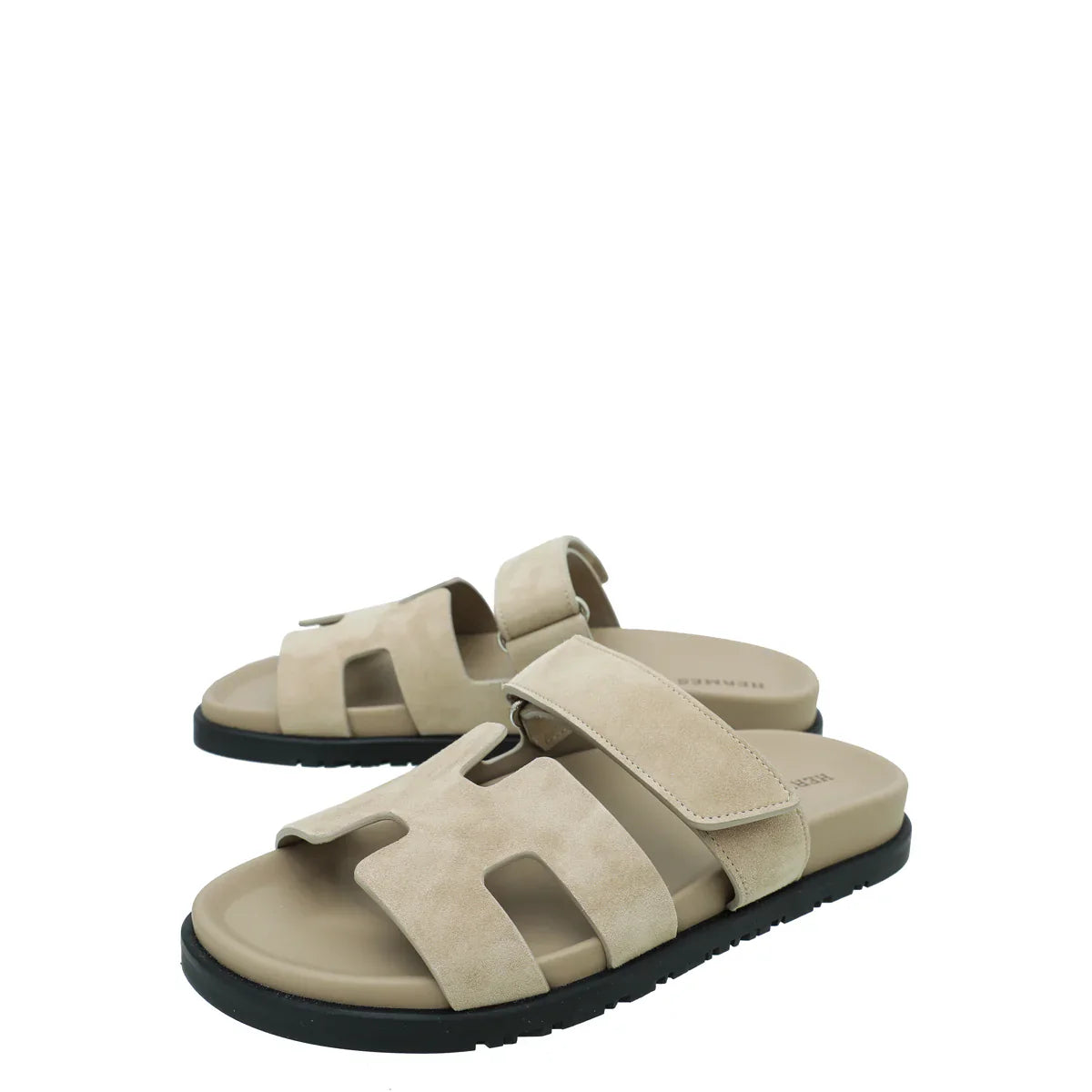 Hermes Chypre Sandals Suede Beige Argile