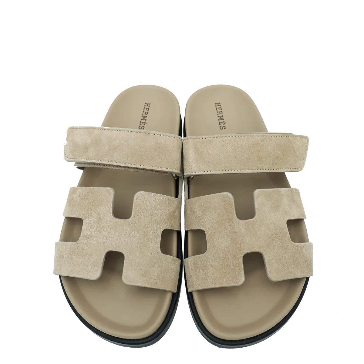 Hermes Chypre Sandals Suede Beige Argile