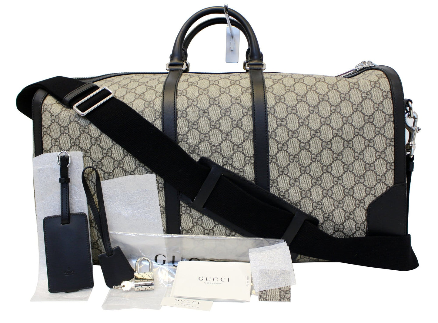 GUCCI GG Monogram Canvas Supreme Large Duffle Travel Bag 406381