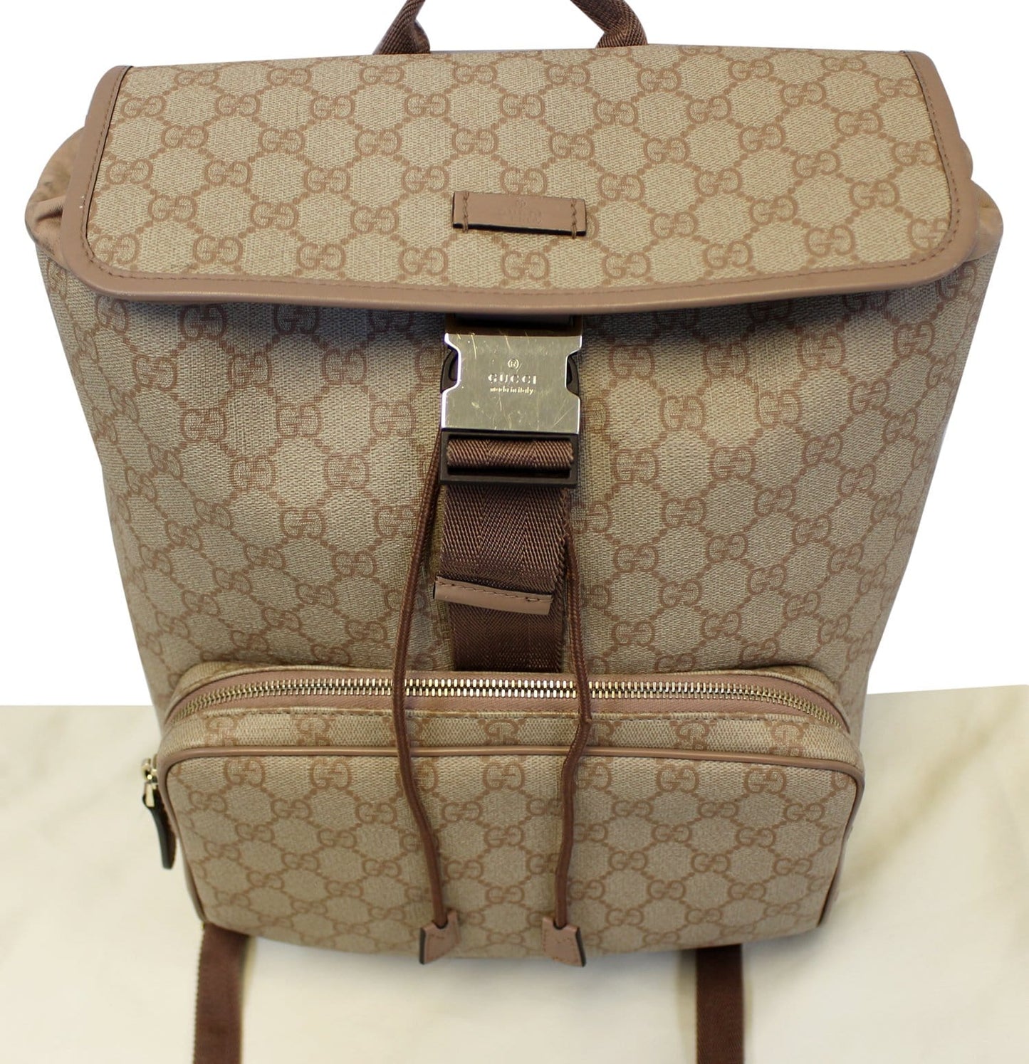 GUCCI GG Monogram Supreme Flap Backpack Bag 246103