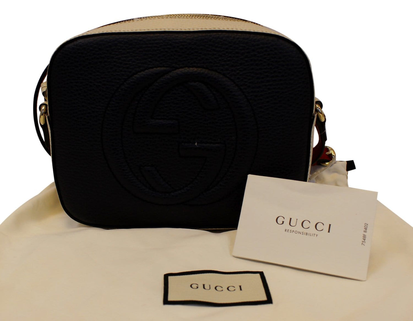 GUCCI Soho GG Navy Leather Crossbody Shoulder Bag