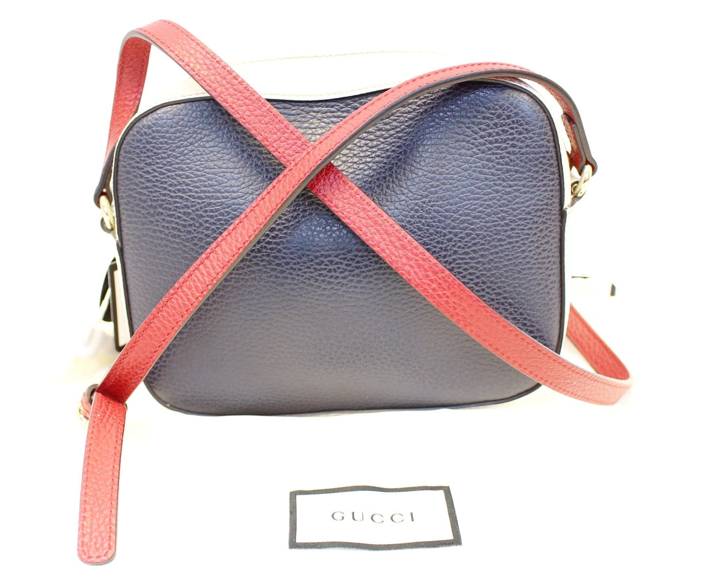 GUCCI Soho GG Navy Leather Crossbody Shoulder Bag