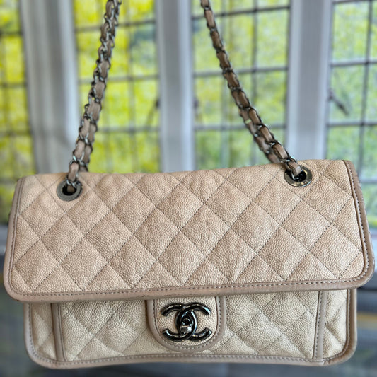 CHANEL Beige French Riviera Flap Bag