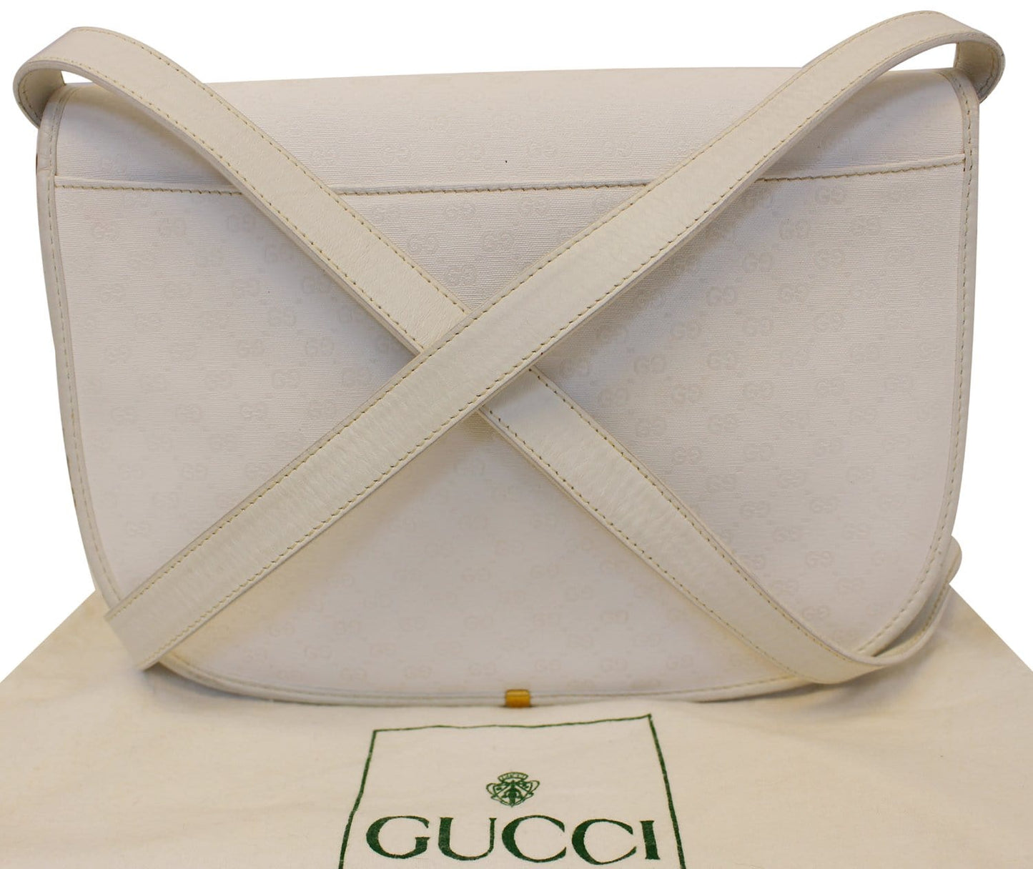 GUCCI Supreme White Flap Crossbody Bag Vintage