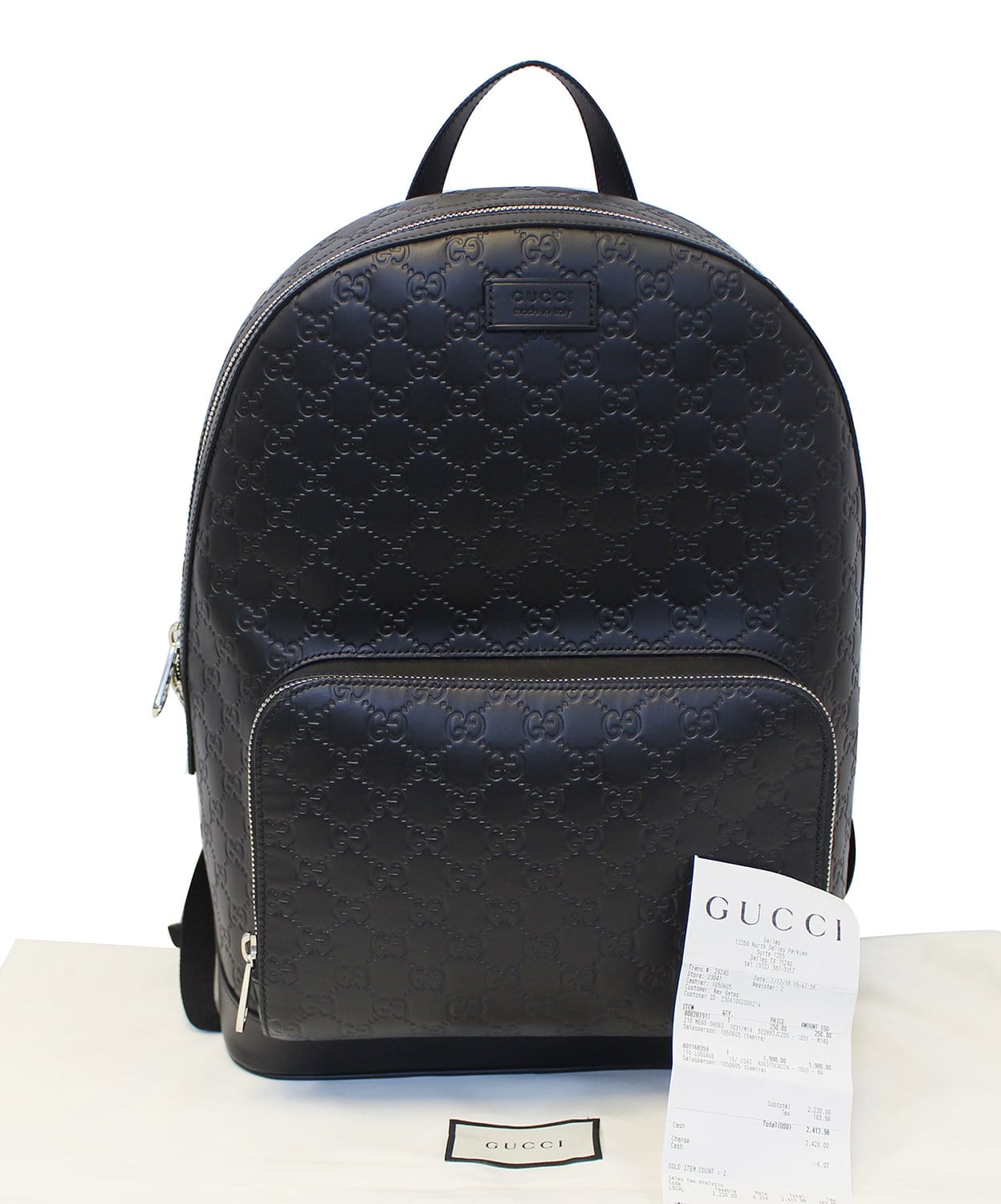 GUCCI Signature Leather Black Backpack Bag 406370