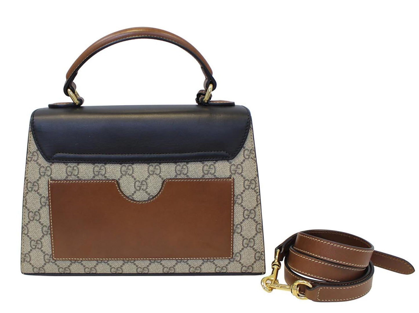 GUCCI Small Padlock GG Supreme Monogram Top Handle Crossbody Bag Beige