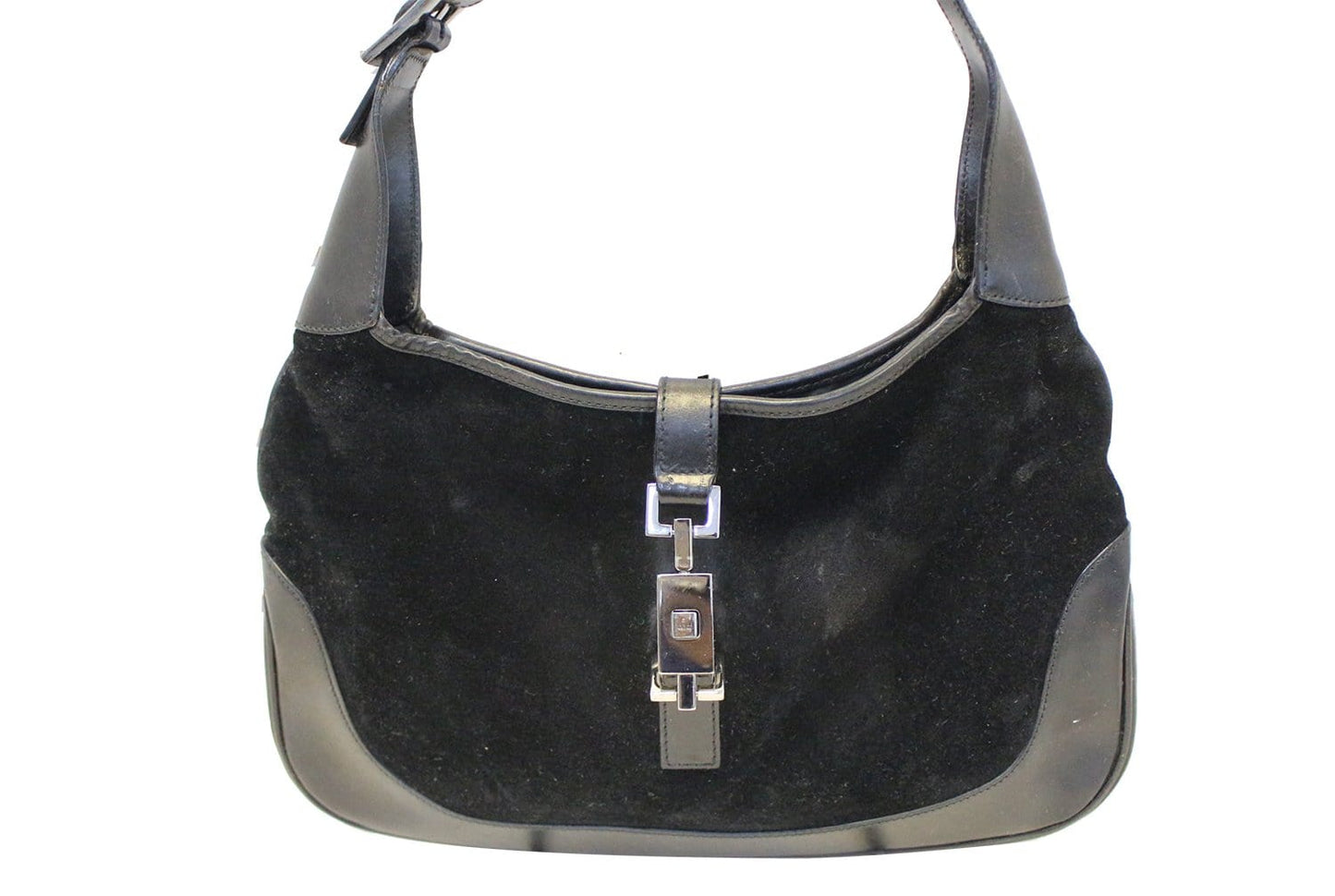 Gucci Black Suede Leather Jackie Hobo Shoulder Bag