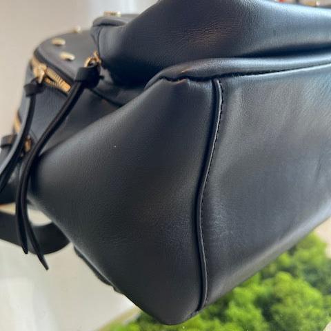 JIMMY CHOO Black Leather Gold Studded Backpack