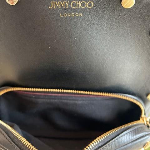 JIMMY CHOO Black Leather Gold Studded Backpack