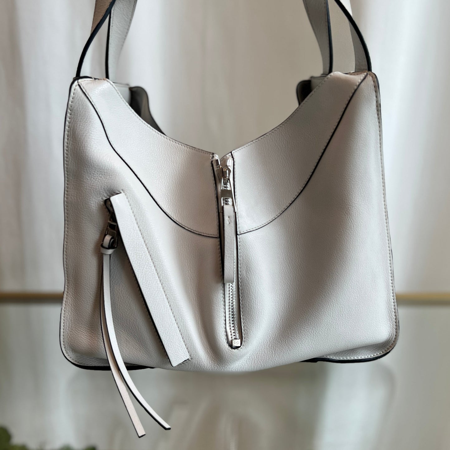 LOEWE White Leather Hammock 2 Way Shoulder Bag
