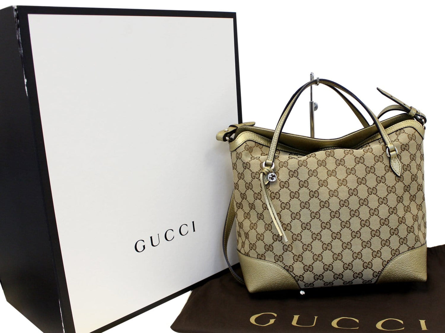 GUCCI Bree Original GG Canvas Top Handle Shoulder Bag