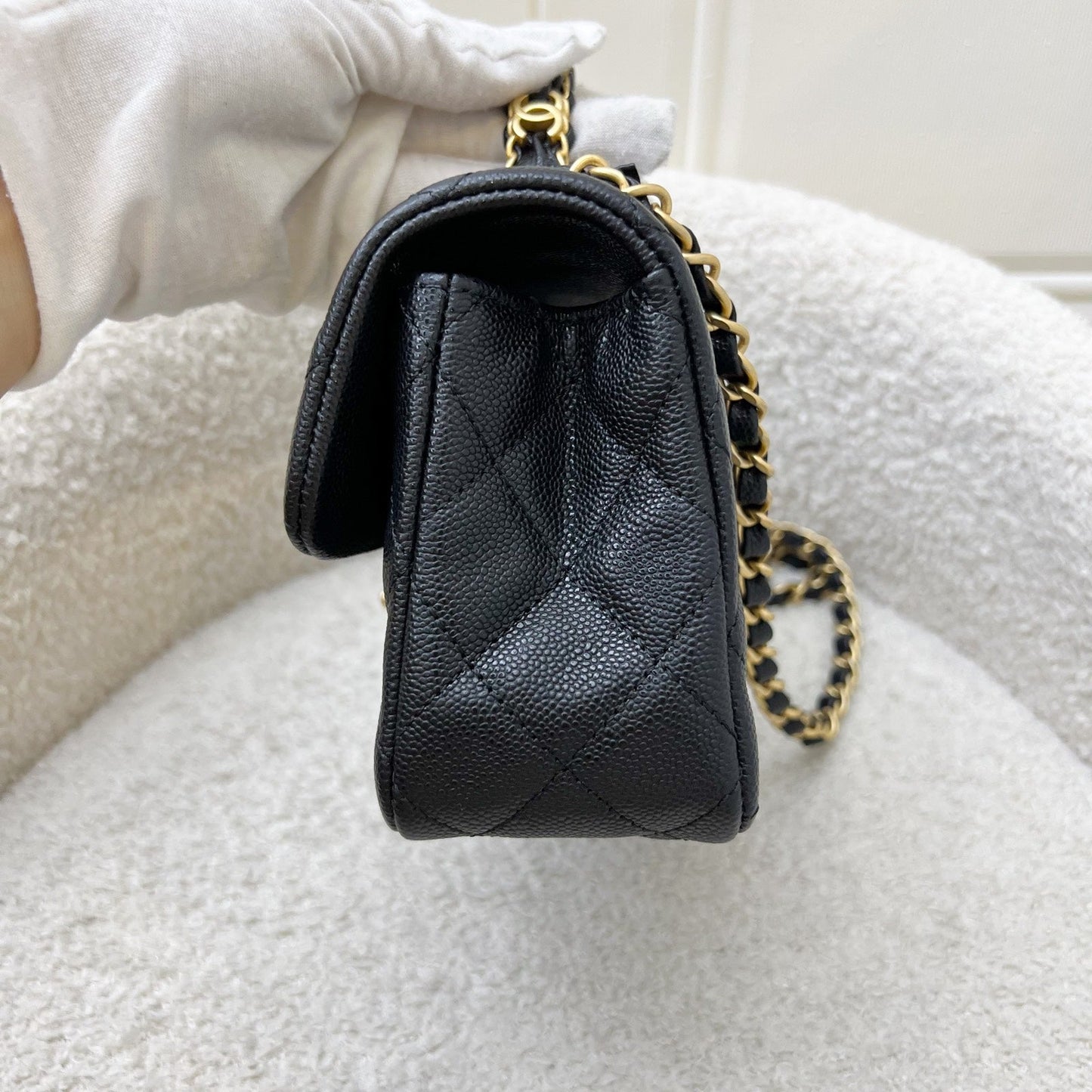 [Brand New] Chanel 25B Top Handle Mini Rectangular Flap in Black Caviar and AGHW (Model: AS5701)