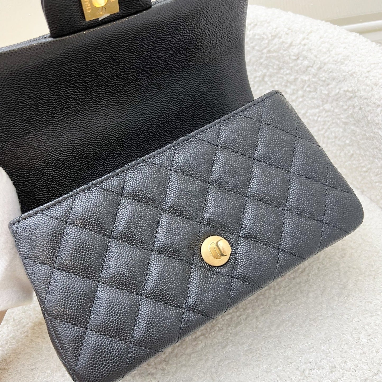 [Brand New] Chanel 25B Top Handle Mini Rectangular Flap in Black Caviar and AGHW (Model: AS5701)