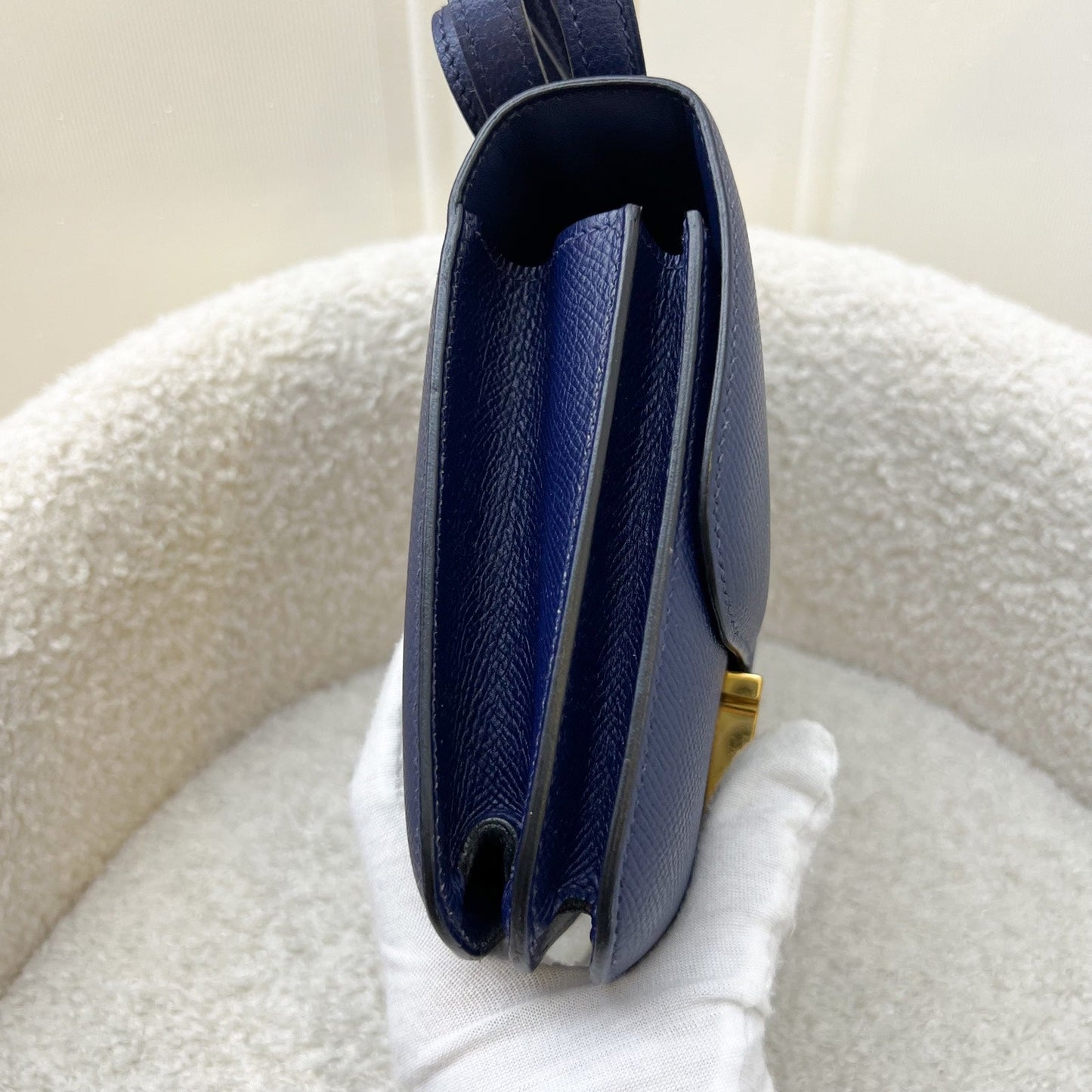 Hermes Constance Mini 18 in Bleu Saphir Epsom Leather and GHW