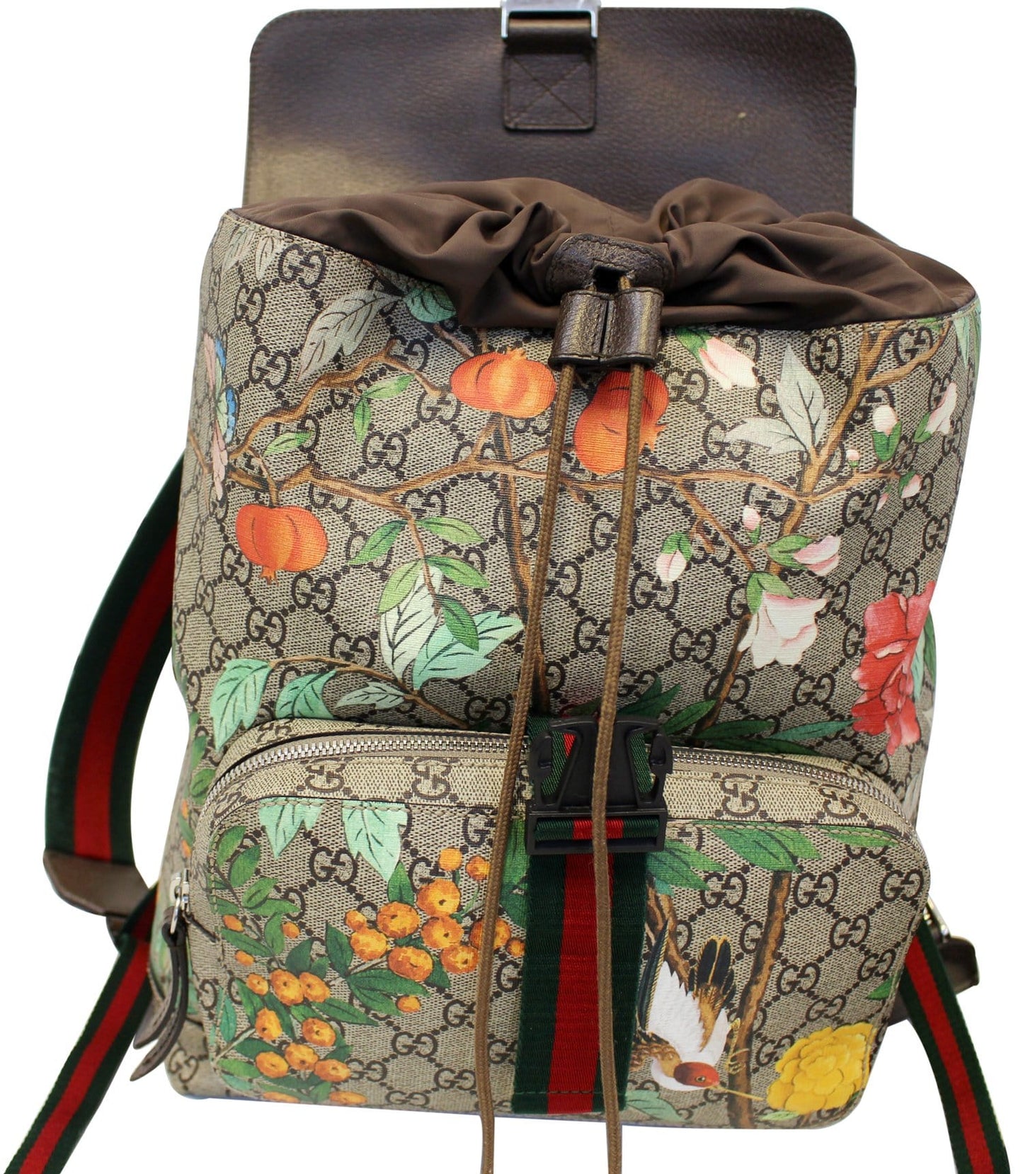 GUCCI Beige/Green GG Coated Canvas GG Blooms Backpack
