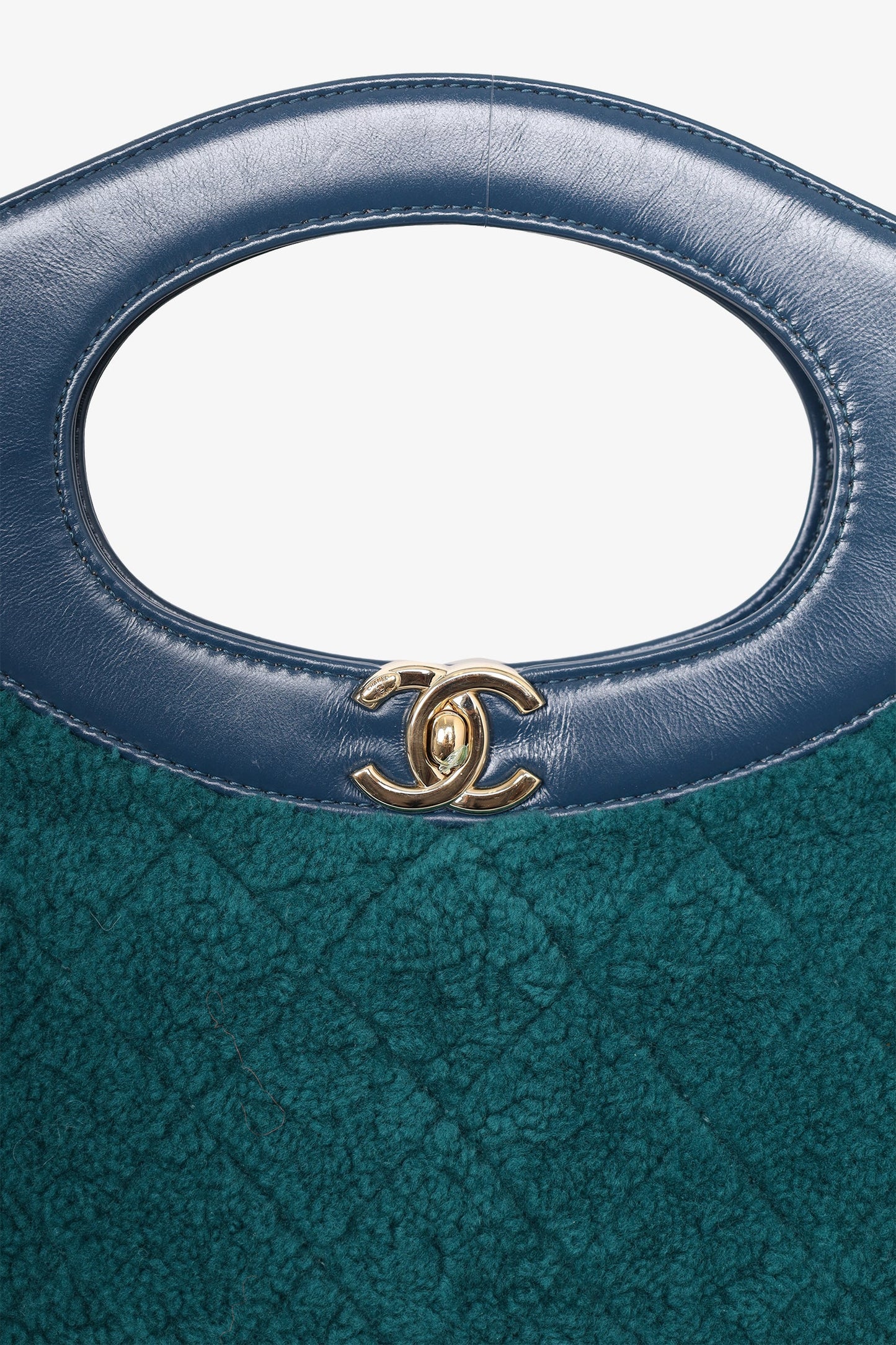 Pre-Loved Chanel™ 2019 Blue/Green Quilted Shearling/Leather 31 Shopping Bag