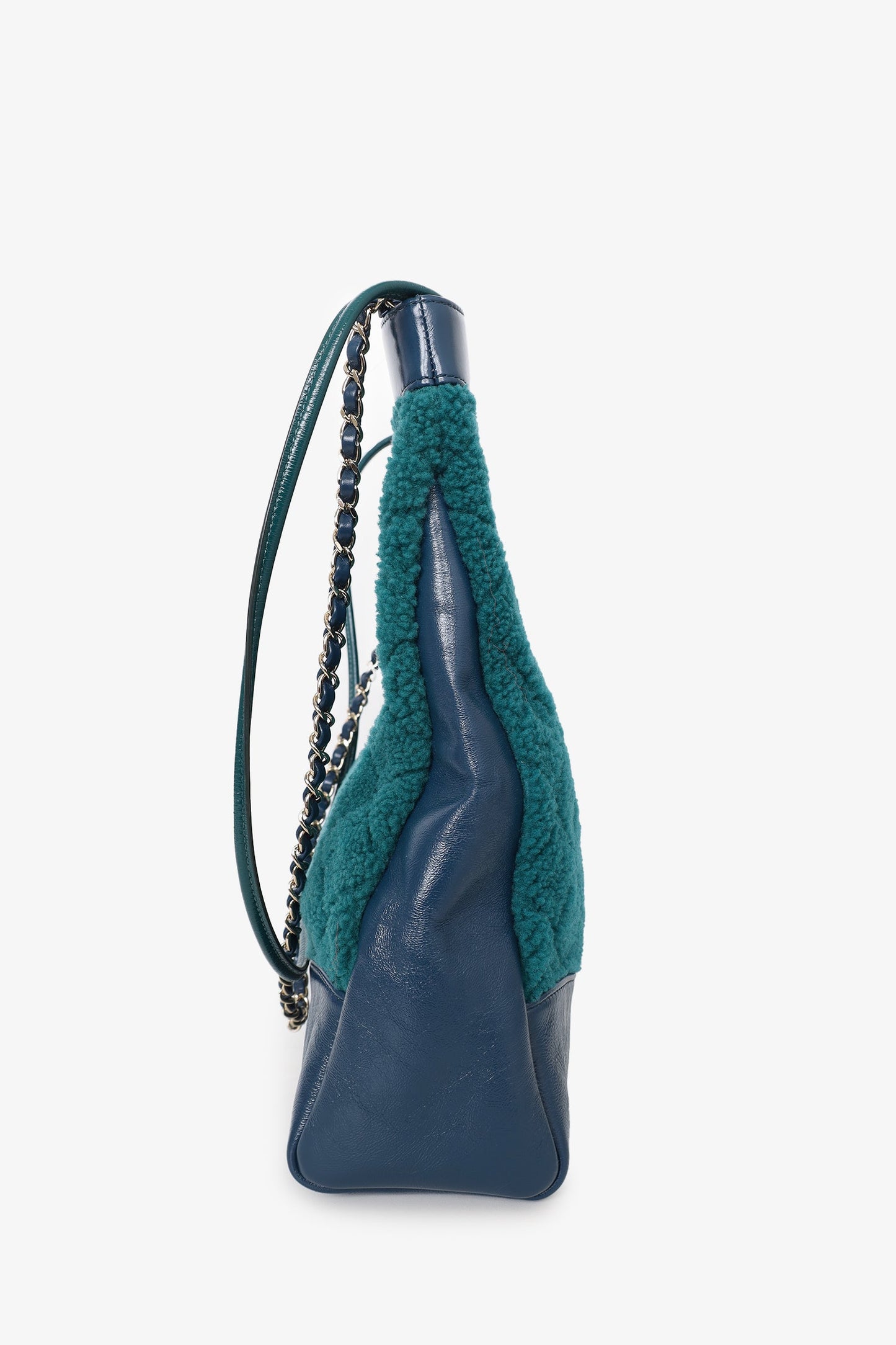 Pre-Loved Chanel™ 2019 Blue/Green Quilted Shearling/Leather 31 Shopping Bag