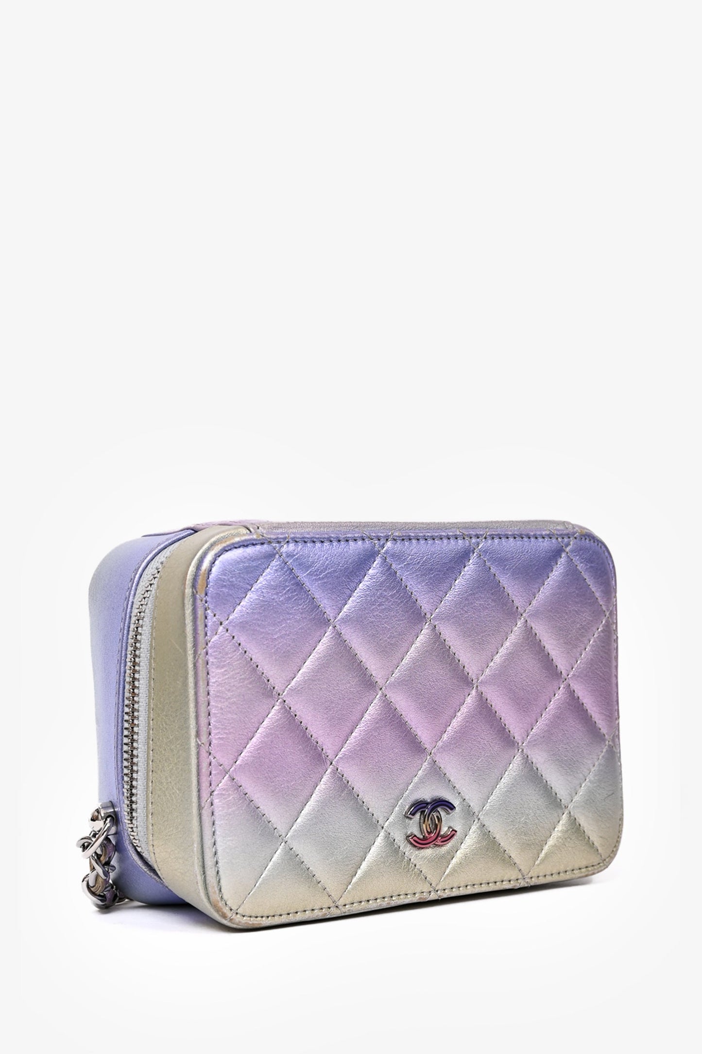 Pre-Loved Chanel™ 2021 Iridescent Quilted Lambskin Cube Crossbody