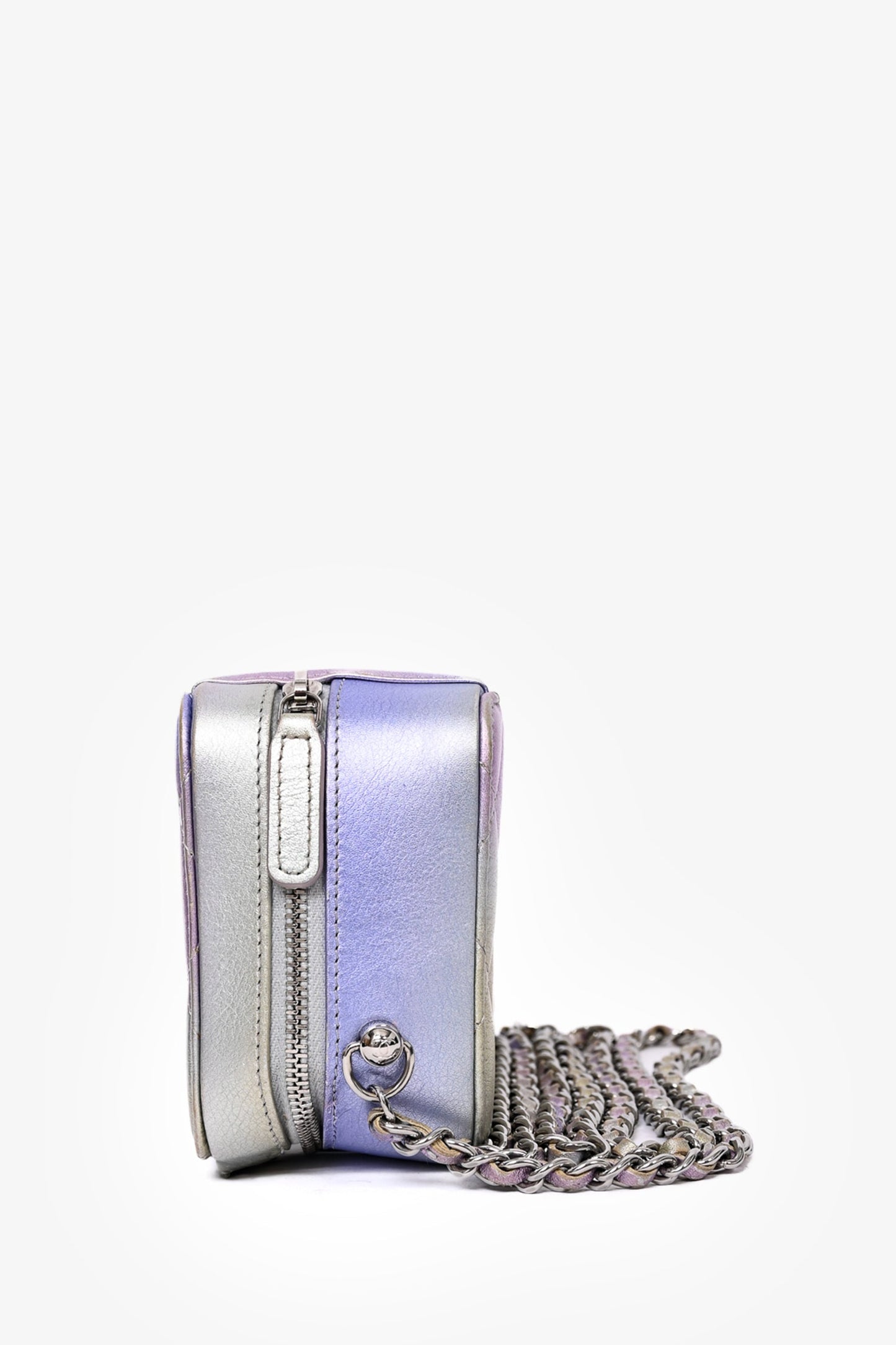 Pre-Loved Chanel™ 2021 Iridescent Quilted Lambskin Cube Crossbody