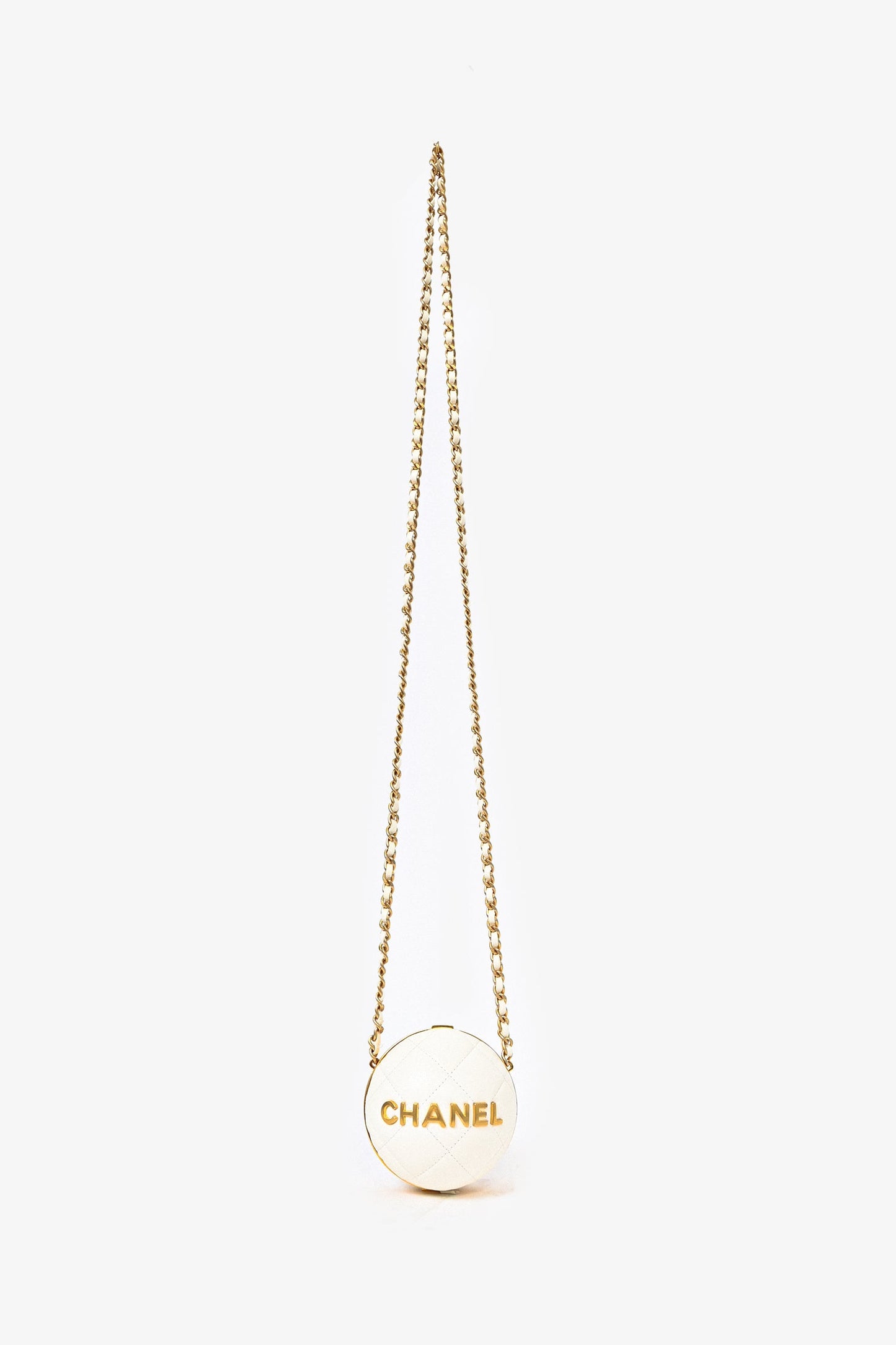 Pre-Loved Chanel™ White Lambskin Leather Paris-Le19M Coco Sphere Minaudiere Bag