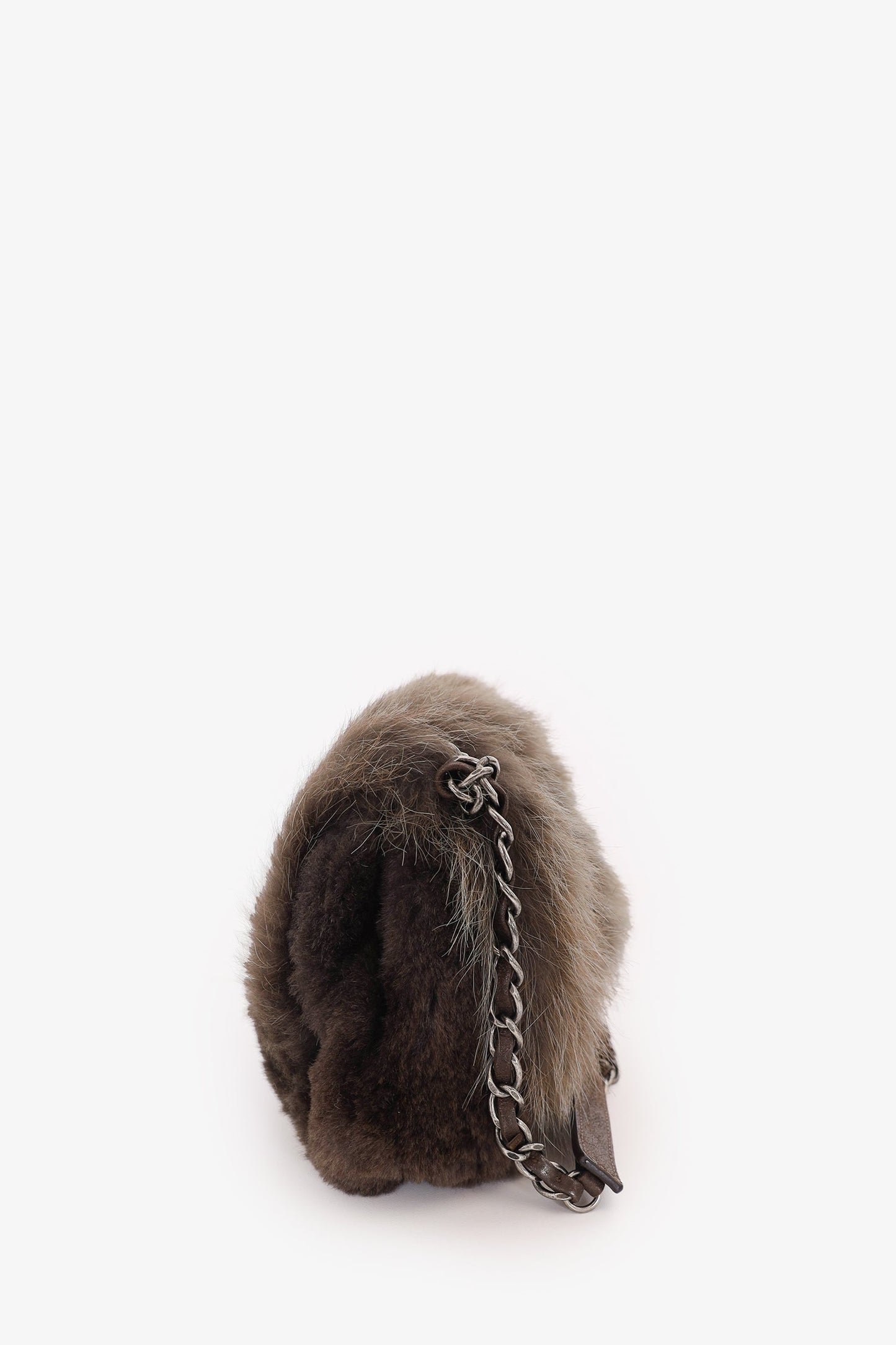 Pre-Loved Chanel™ 2013-14 Brown Fur CC Flap Bag