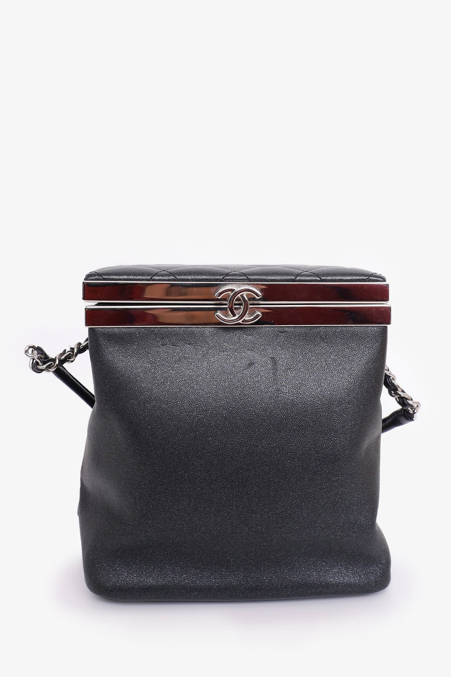 Pre-Loved Chanel™ 2016-17 Black Lambskin Quilted CC Vanity With Strap