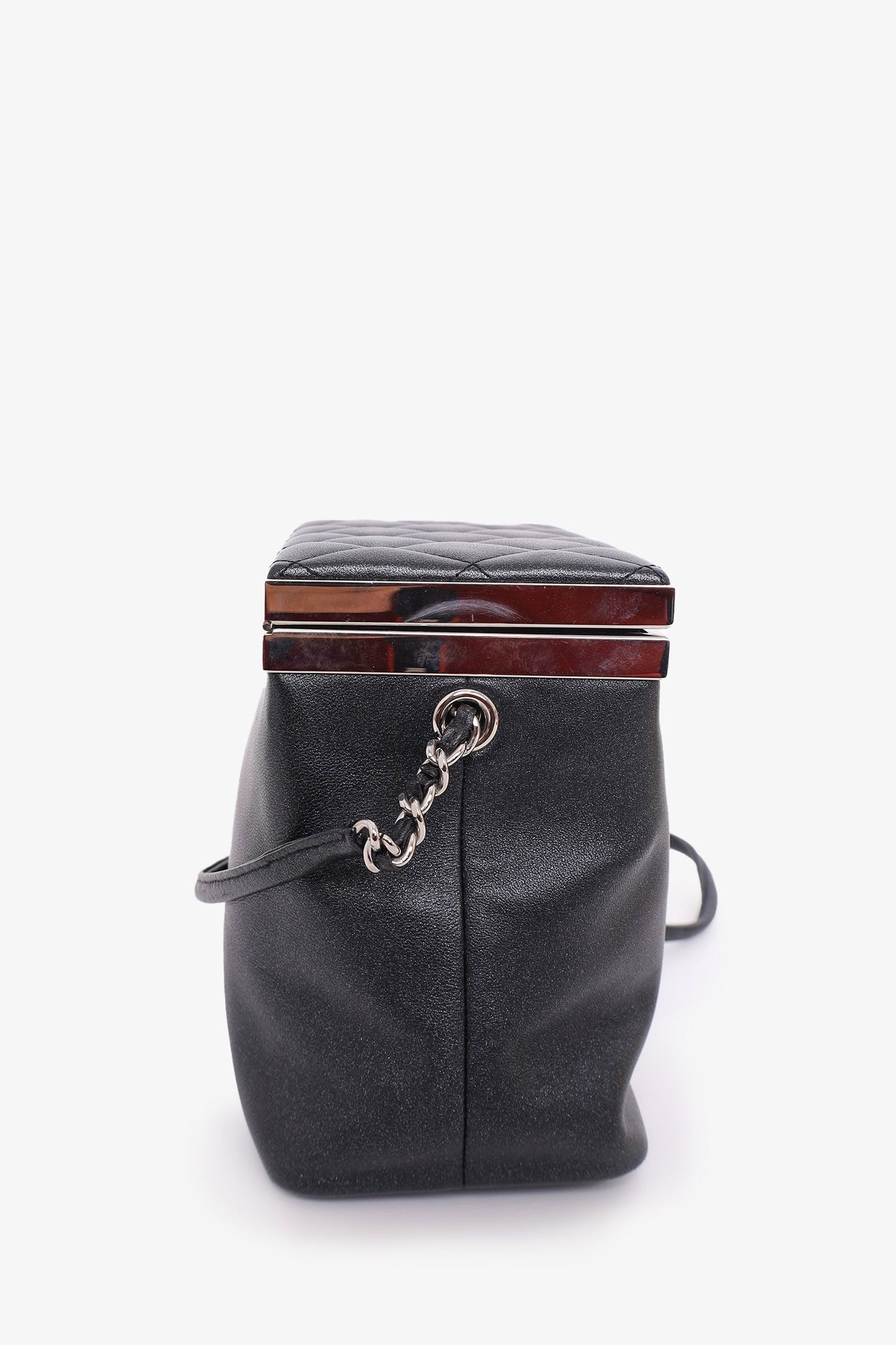 Pre-Loved Chanel™ 2016-17 Black Lambskin Quilted CC Vanity With Strap