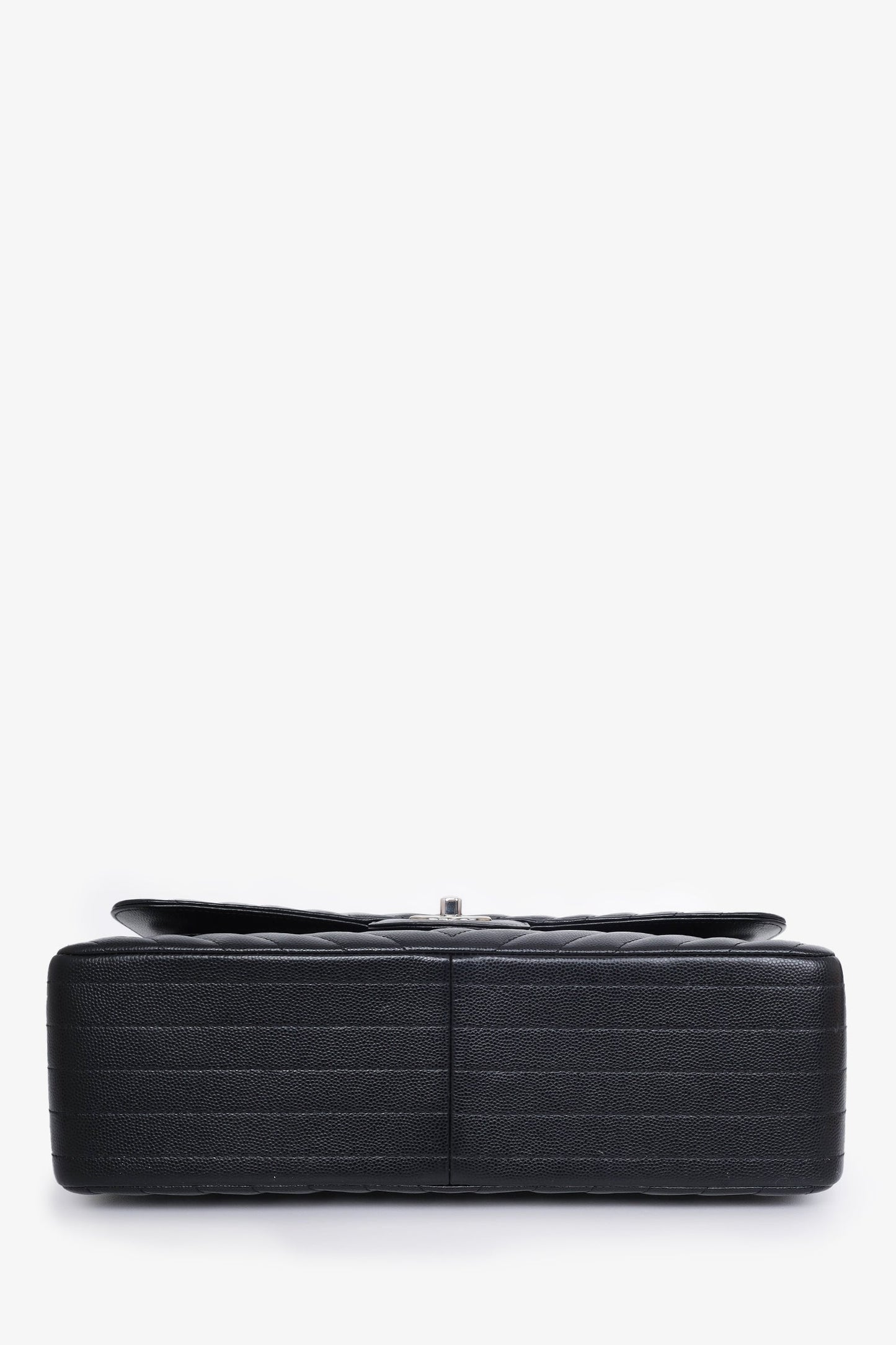 Pre-Loved Chanel™ 2016-17 Black Chevron Caviar Leather Jumbo Double Flap