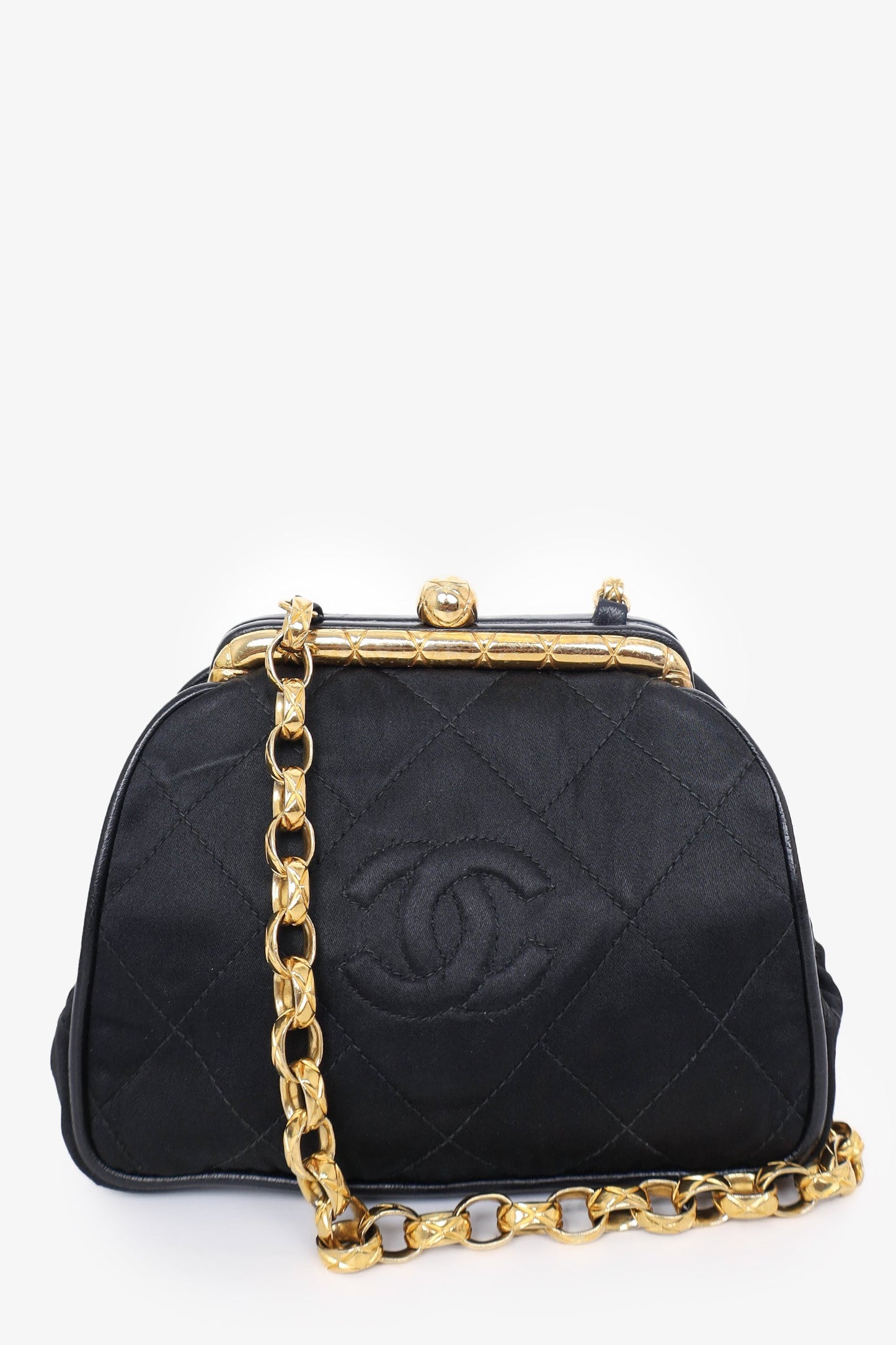 Pre-Loved Chanel™ 1989-1991 Black Satin Framed Mini Evening Bag