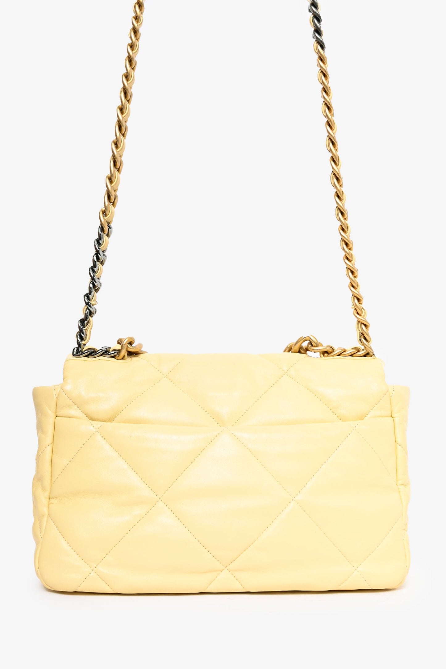 Pre-Loved Chanel™ 2019/2020 Yellow Lambskin Leather Quilted CC Flap Bag