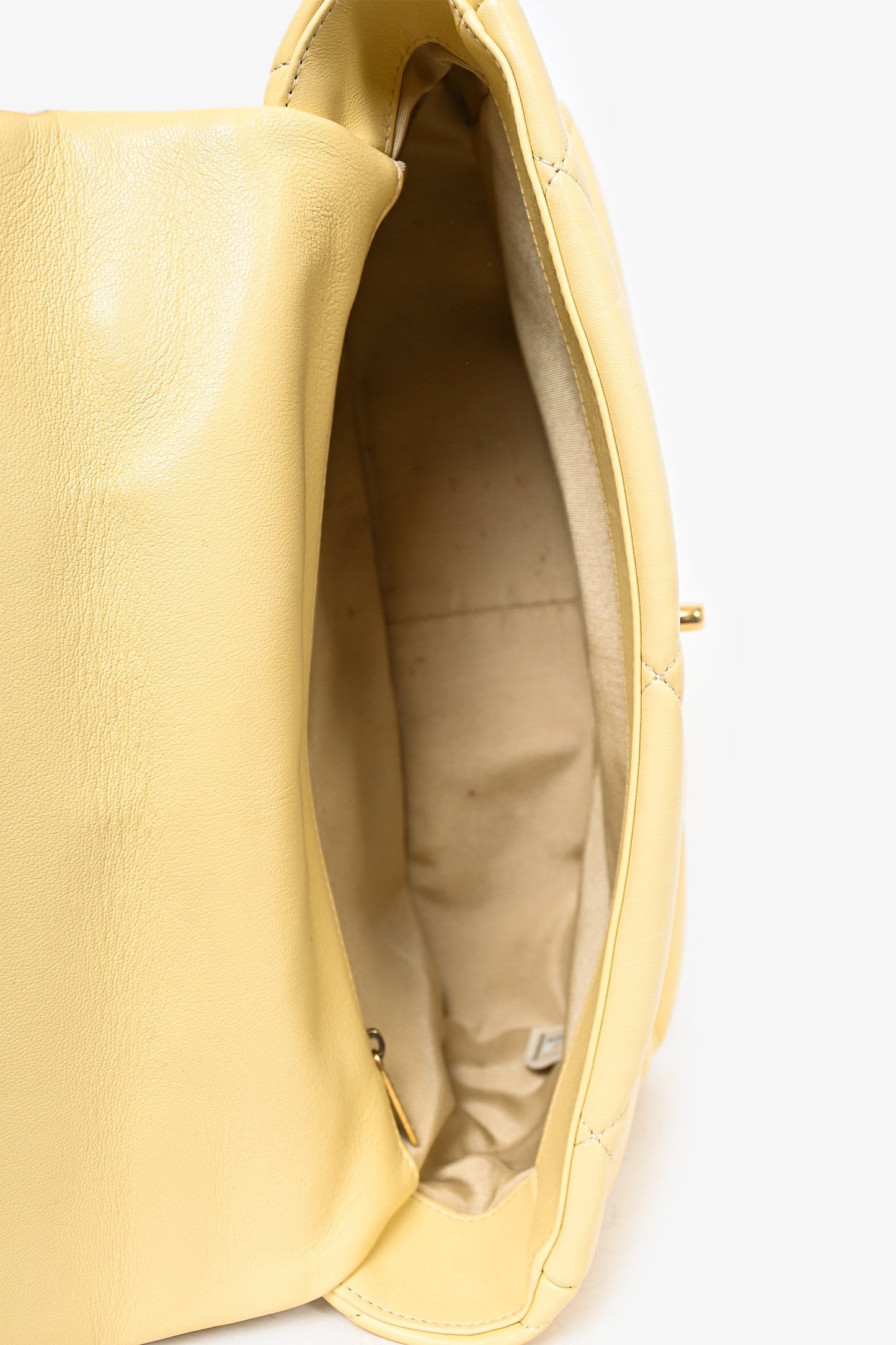 Pre-Loved Chanel™ 2019/2020 Yellow Lambskin Leather Quilted CC Flap Bag