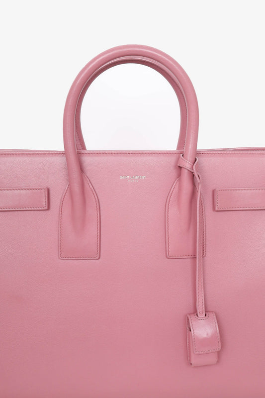 Saint Laurent Pink Leather Small Sac De Jour with Strap
